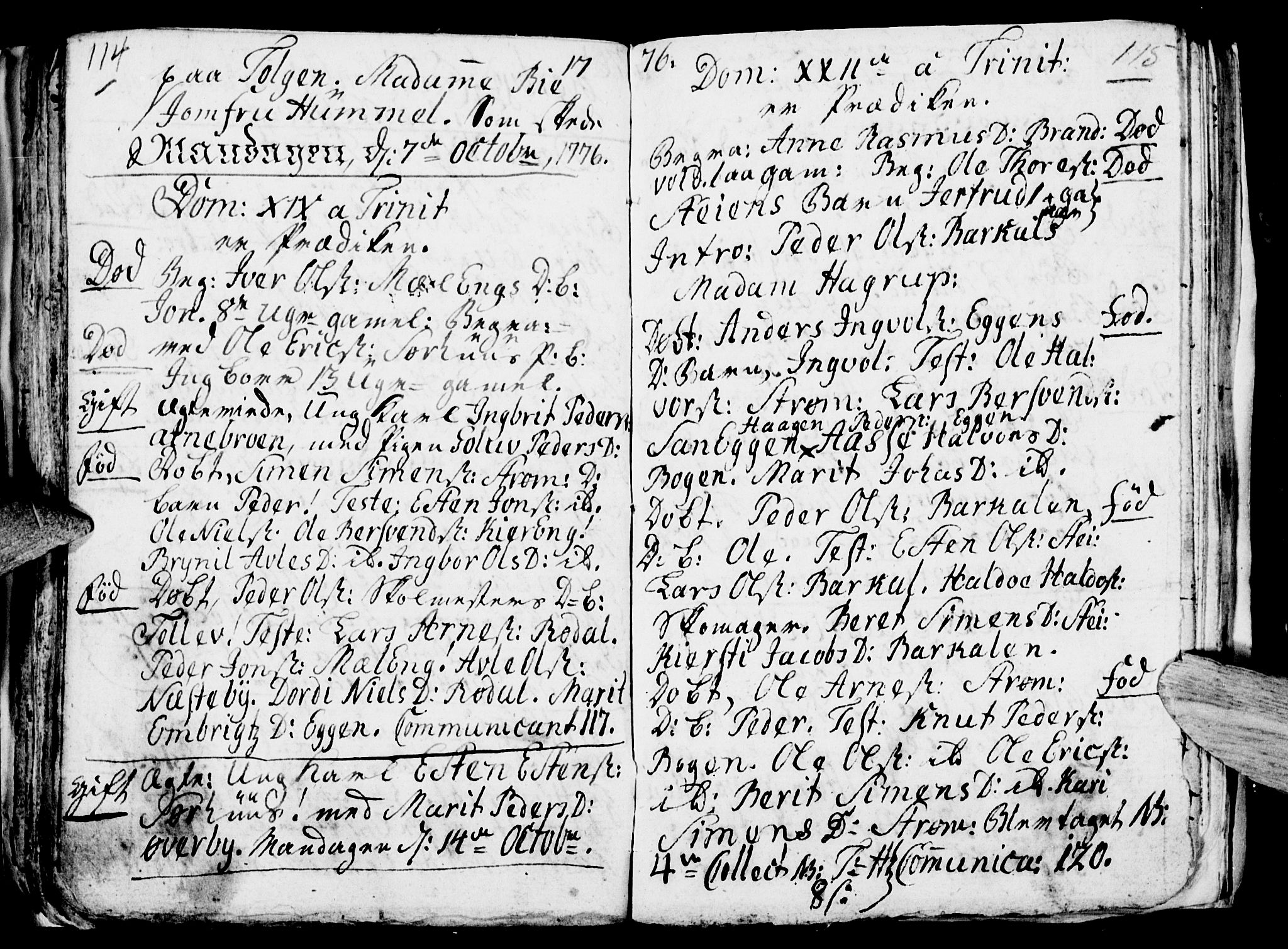 Tynset prestekontor, SAH/PREST-058/H/Ha/Hab/L0009: Parish register (official) no. 9, 1769-1781, p. 114-115