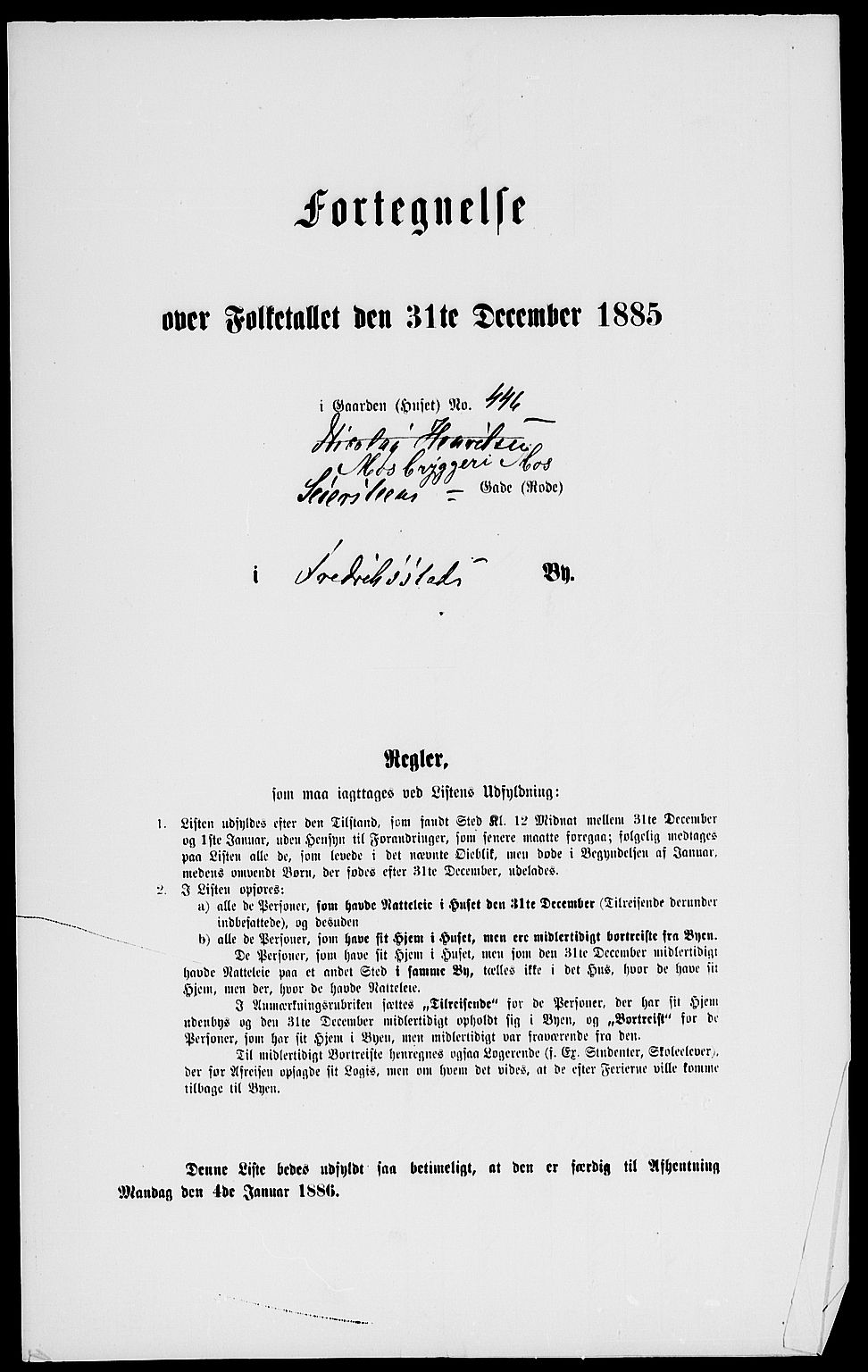 RA, 1885 census for 0103 Fredrikstad, 1885, p. 1233