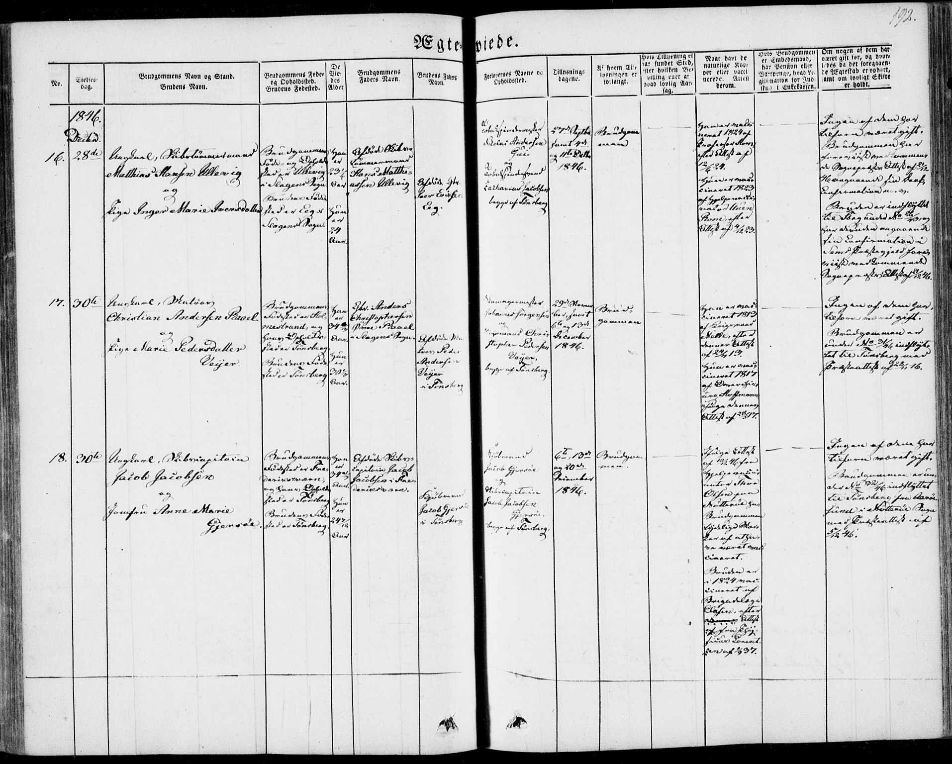 Tønsberg kirkebøker, AV/SAKO-A-330/F/Fa/L0007: Parish register (official) no. I 7, 1845-1854, p. 192