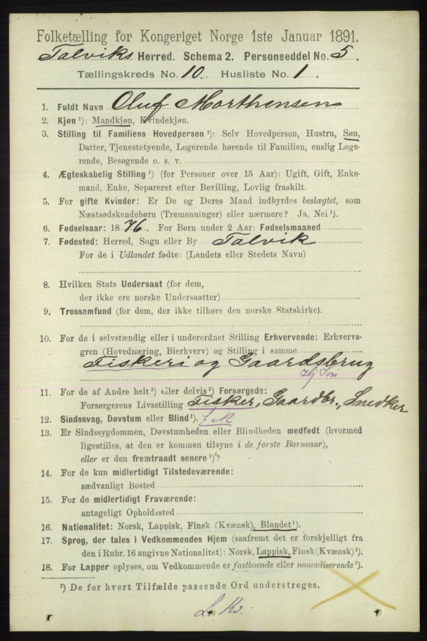 RA, 1891 census for 2013 Talvik, 1891, p. 2339