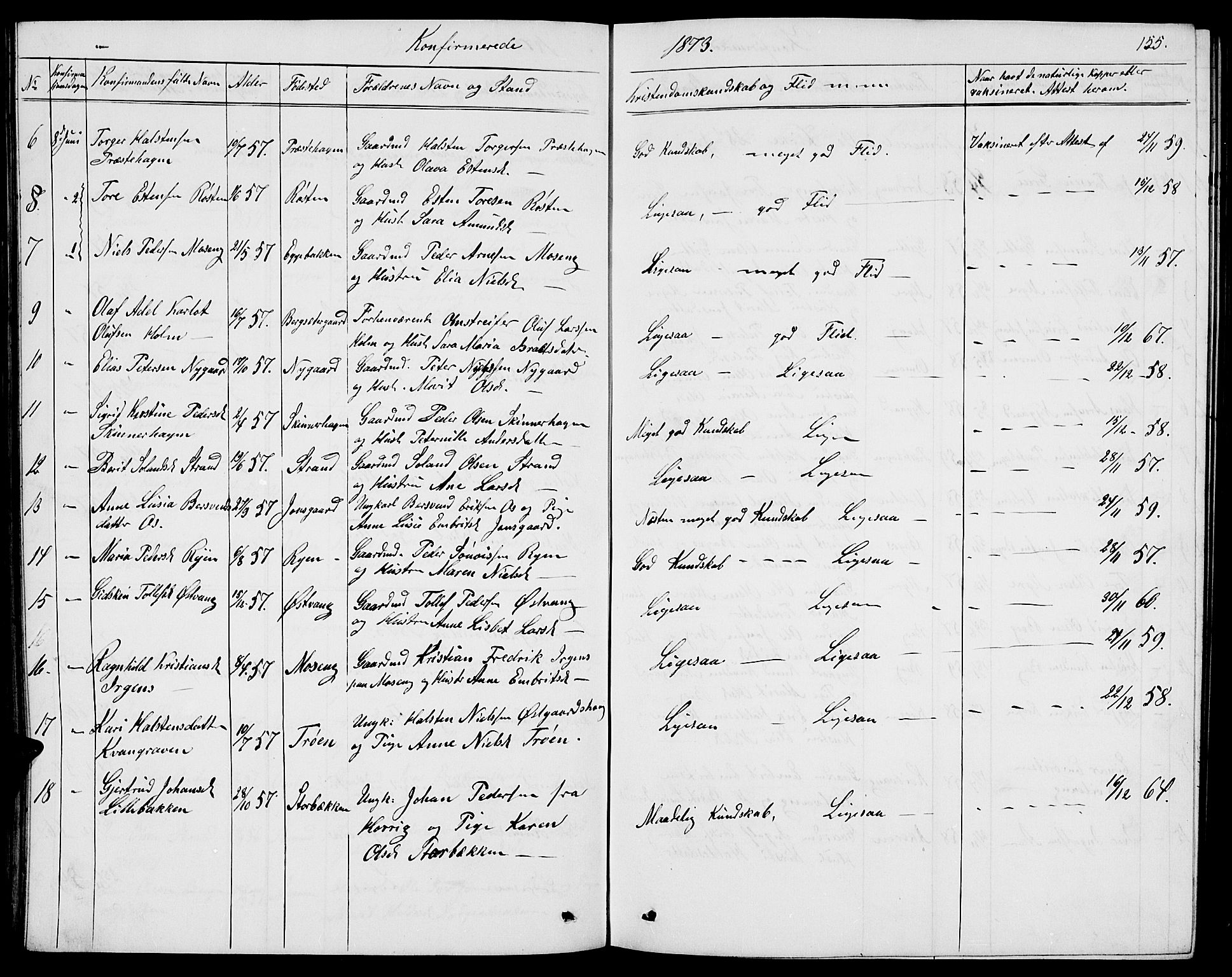 Tolga prestekontor, AV/SAH-PREST-062/L/L0004: Parish register (copy) no. 4, 1845-1887, p. 155