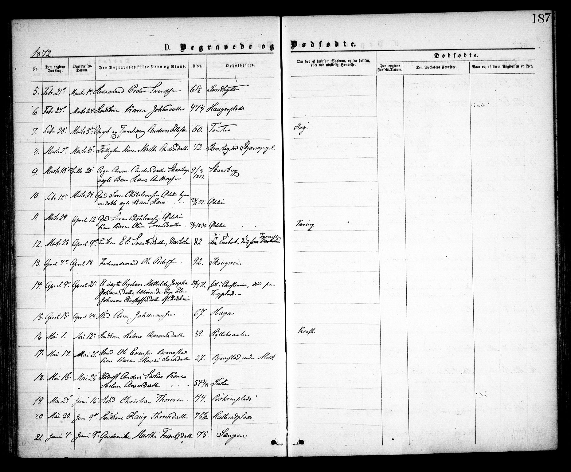 Spydeberg prestekontor Kirkebøker, SAO/A-10924/F/Fa/L0006: Parish register (official) no. I 6, 1863-1874, p. 187