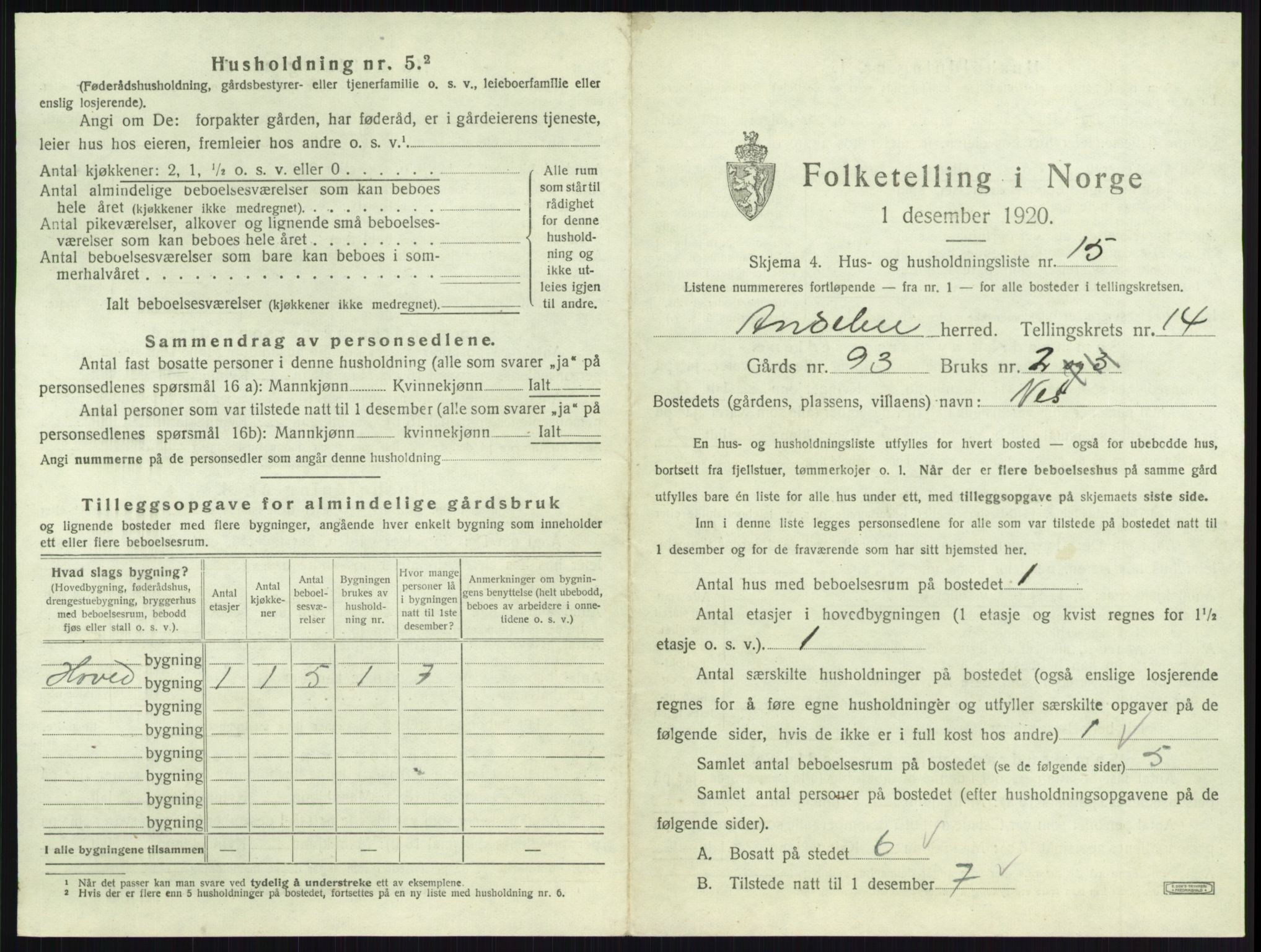 SAKO, 1920 census for Andebu, 1920, p. 812