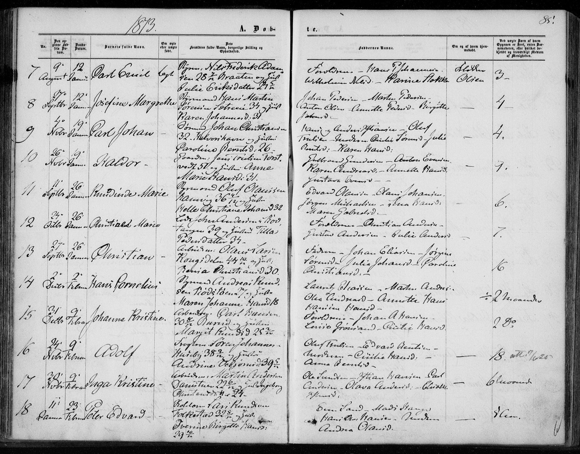 Hurum kirkebøker, AV/SAKO-A-229/F/Fa/L0012: Parish register (official) no. 12, 1861-1875, p. 85