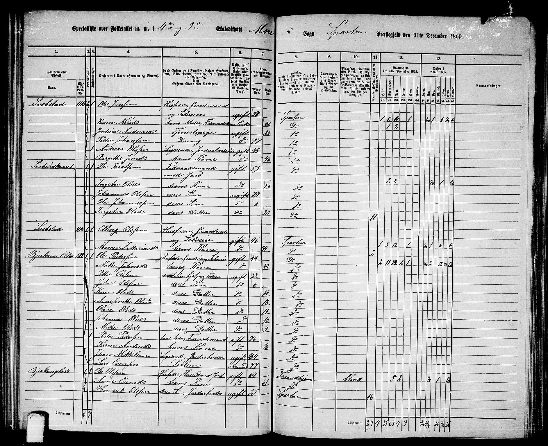 RA, 1865 census for Sparbu, 1865, p. 111