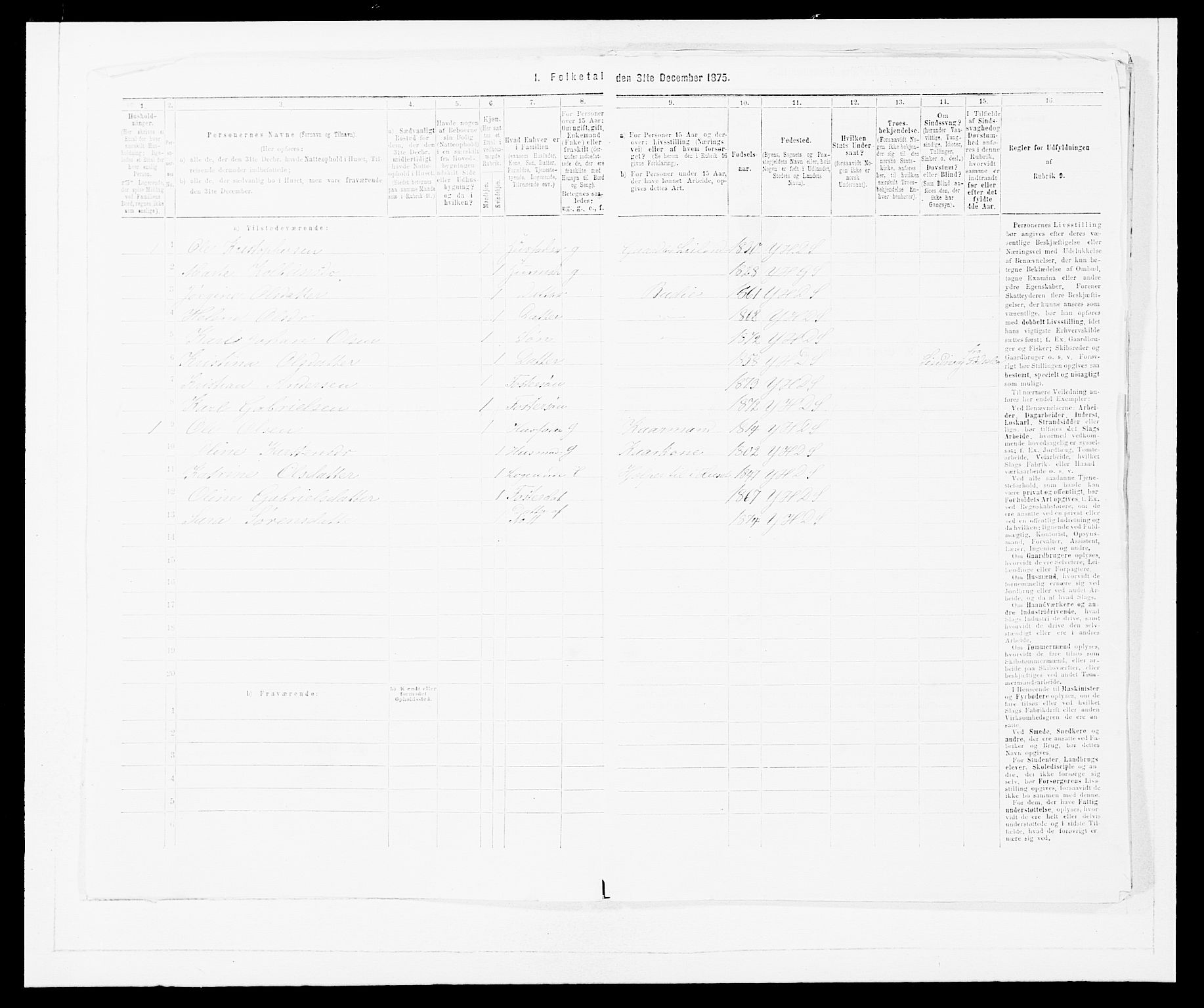 SAB, 1875 census for 1429P Ytre Holmedal, 1875, p. 864