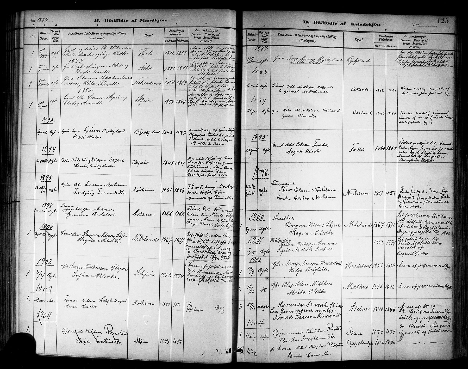 Kvam sokneprestembete, SAB/A-76201/H/Hab: Parish register (copy) no. B 3, 1884-1916, p. 125