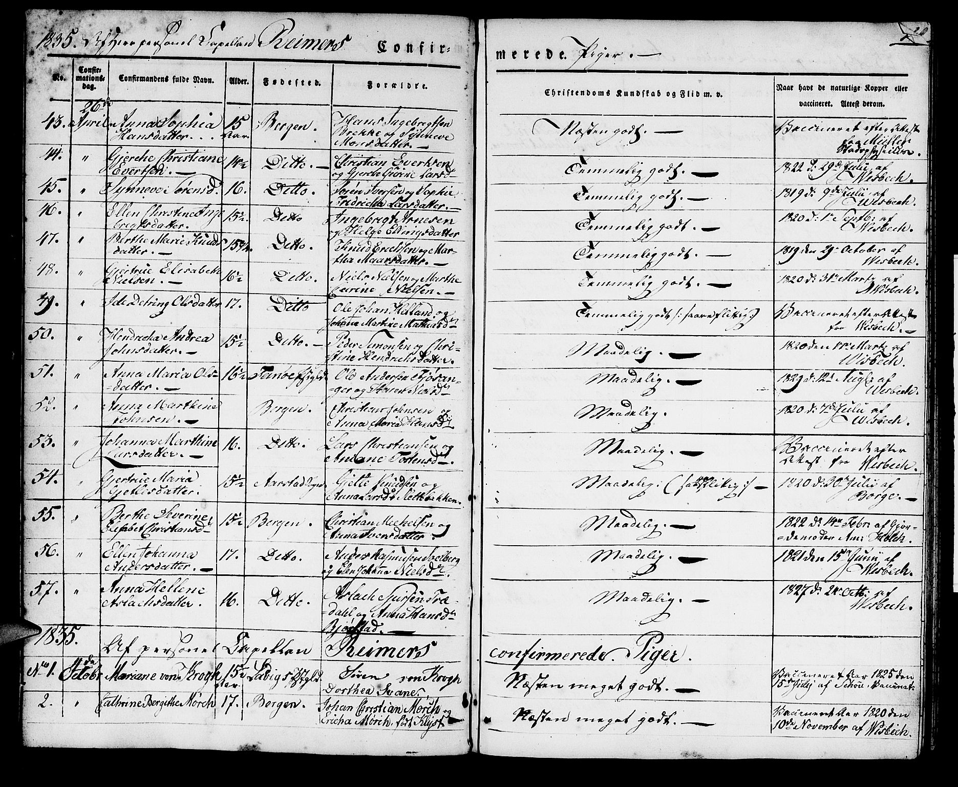 Domkirken sokneprestembete, AV/SAB-A-74801/H/Haa/L0026: Parish register (official) no. C 1, 1834-1840, p. 10