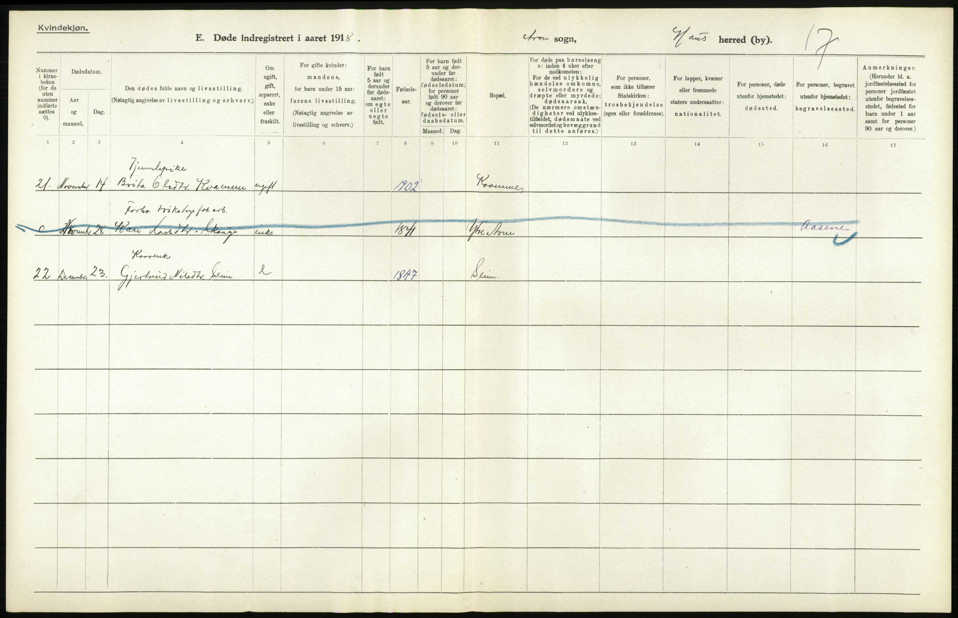 Statistisk sentralbyrå, Sosiodemografiske emner, Befolkning, AV/RA-S-2228/D/Df/Dfb/Dfbh/L0036: Hordaland fylke: Døde., 1918, p. 530