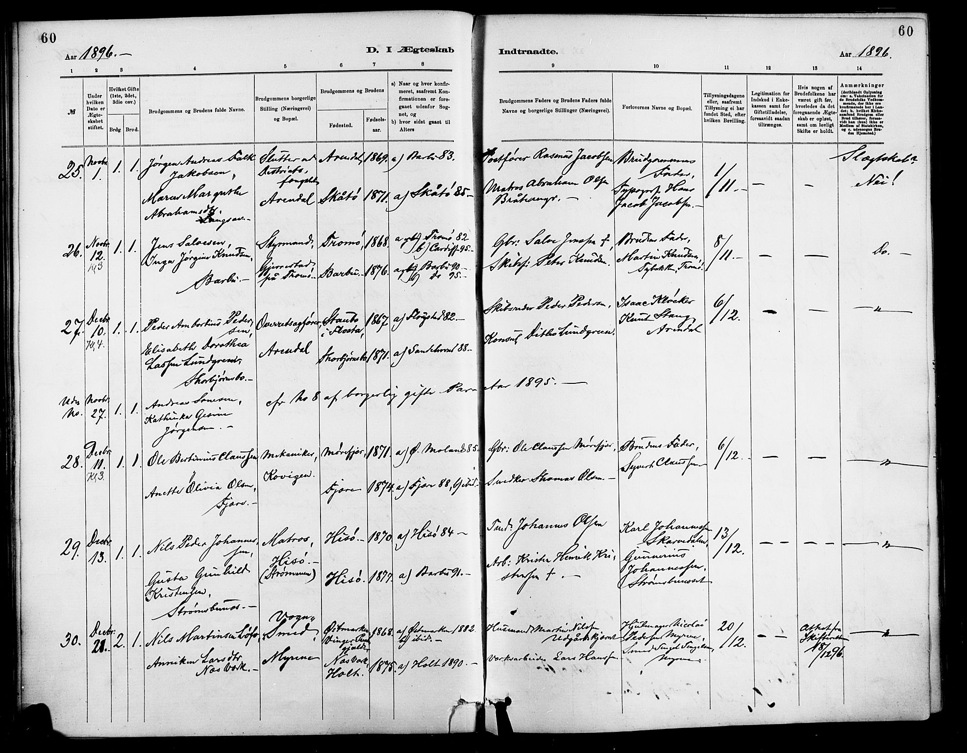 Barbu sokneprestkontor, AV/SAK-1111-0003/F/Fa/L0003: Parish register (official) no. A 3, 1883-1898, p. 60