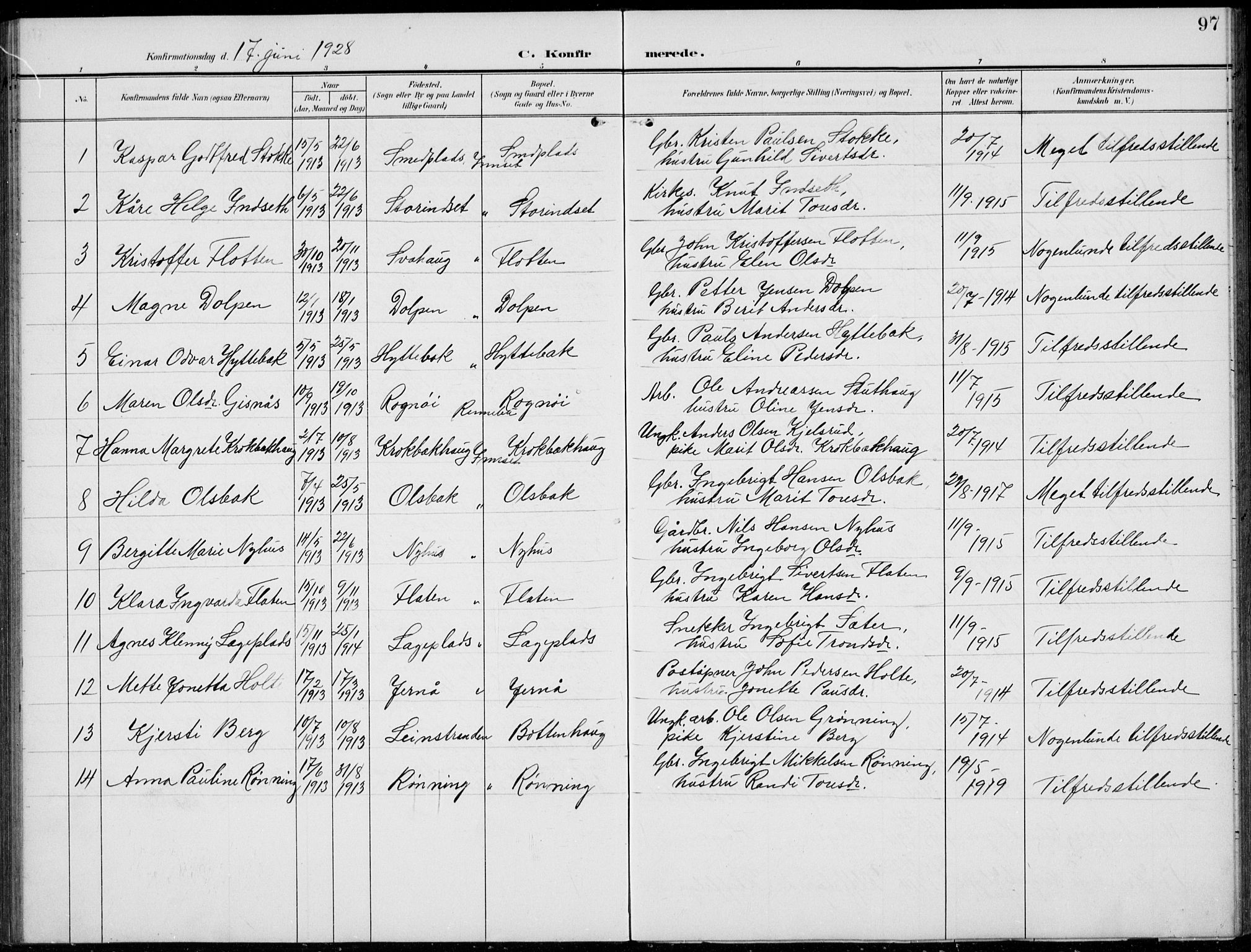 Kvikne prestekontor, SAH/PREST-064/H/Ha/Hab/L0004: Parish register (copy) no. 4, 1902-1937, p. 97