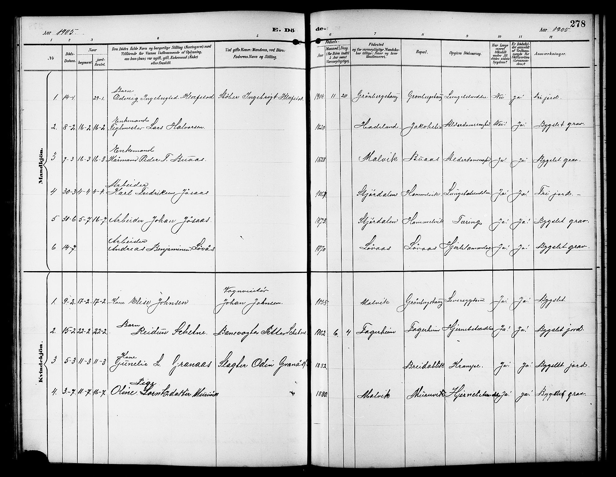 Ministerialprotokoller, klokkerbøker og fødselsregistre - Sør-Trøndelag, SAT/A-1456/617/L0431: Parish register (copy) no. 617C01, 1889-1910, p. 278