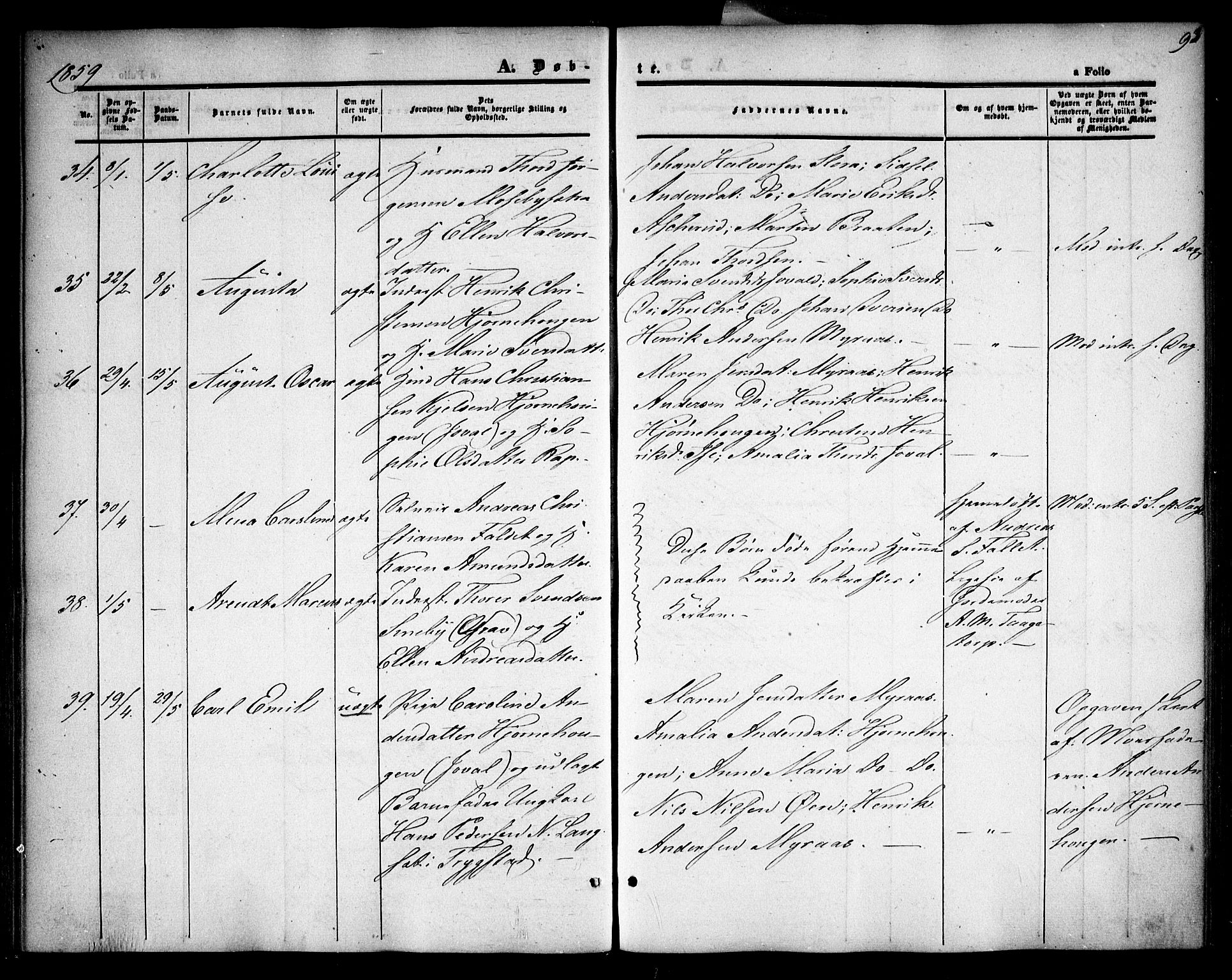 Rødenes prestekontor Kirkebøker, AV/SAO-A-2005/F/Fa/L0006: Parish register (official) no. I 6, 1850-1859, p. 93