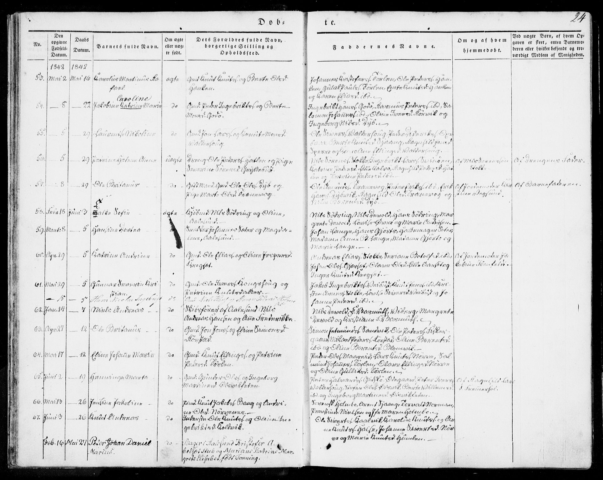 Ministerialprotokoller, klokkerbøker og fødselsregistre - Møre og Romsdal, AV/SAT-A-1454/528/L0396: Parish register (official) no. 528A07, 1839-1847, p. 24