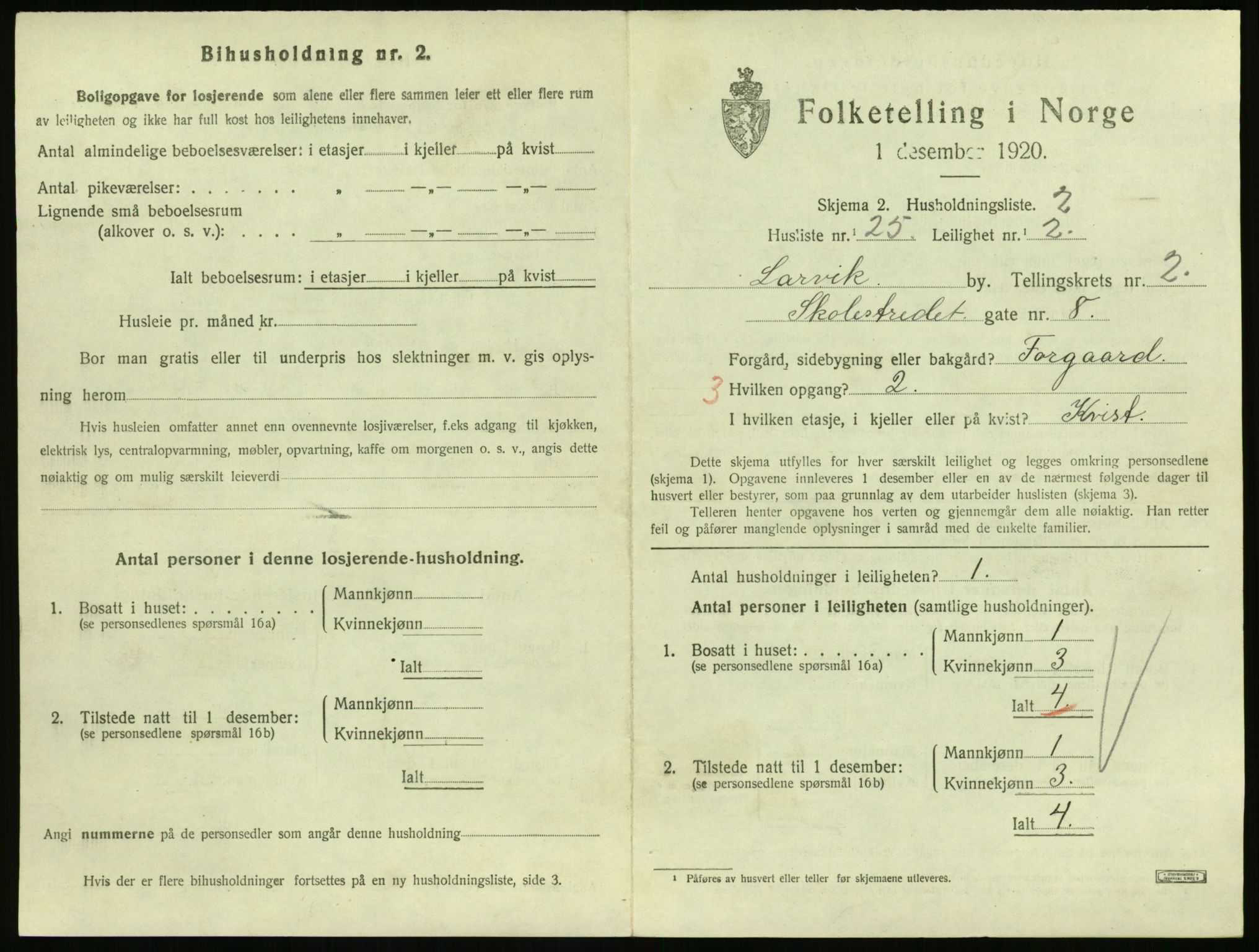 SAKO, 1920 census for Larvik, 1920, p. 3514