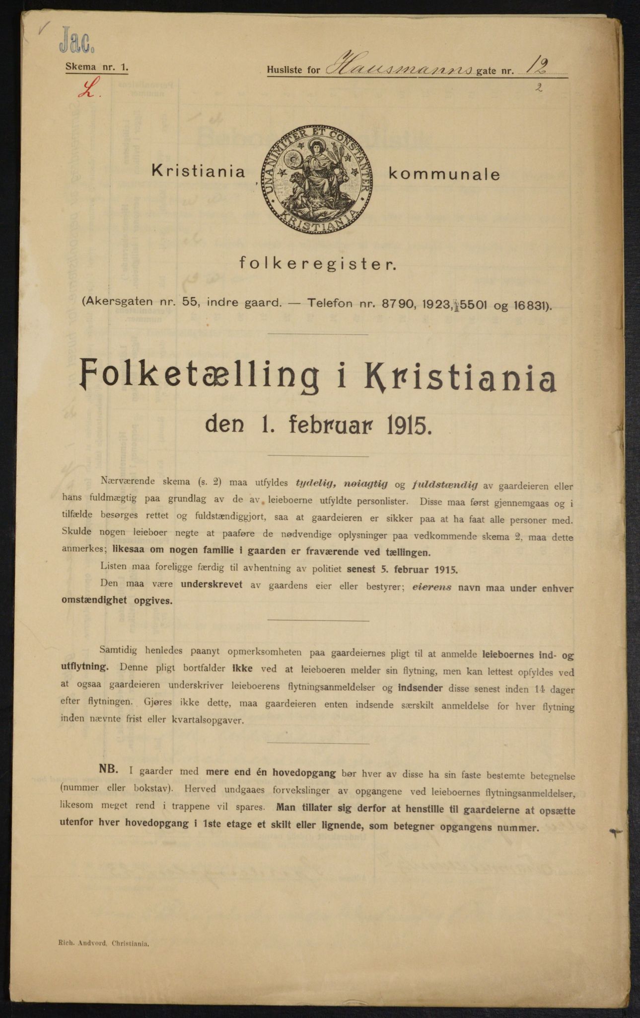 OBA, Municipal Census 1915 for Kristiania, 1915, p. 34801