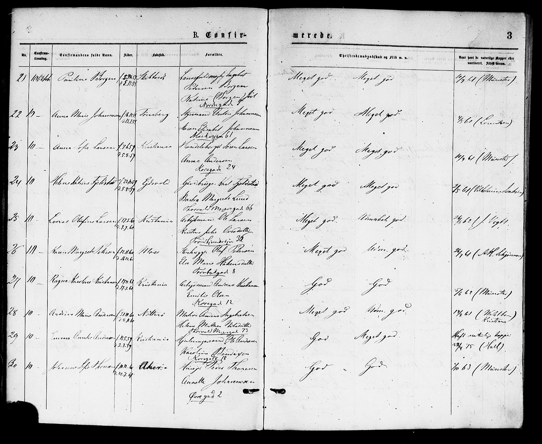Paulus prestekontor Kirkebøker, AV/SAO-A-10871/F/Fa/L0002: Parish register (official) no. 2, 1875-1878, p. 3