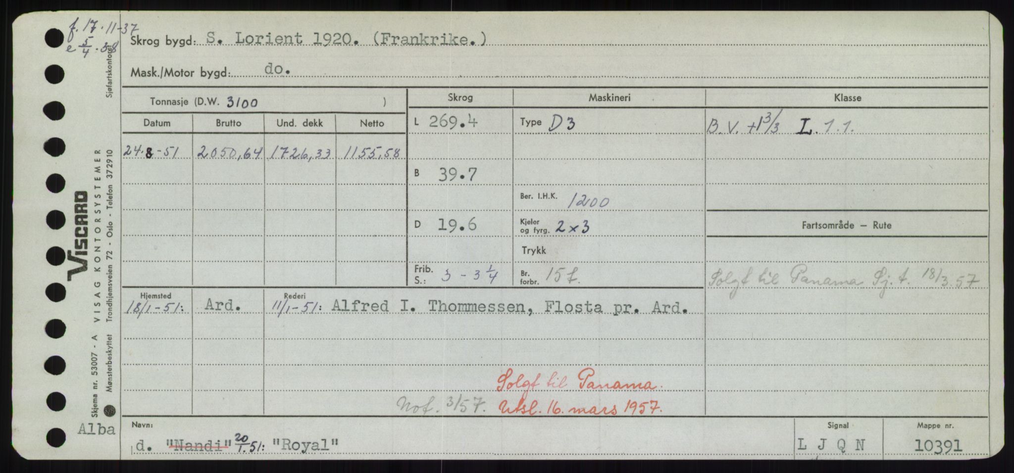 Sjøfartsdirektoratet med forløpere, Skipsmålingen, RA/S-1627/H/Hd/L0031: Fartøy, Rju-Sam, p. 251