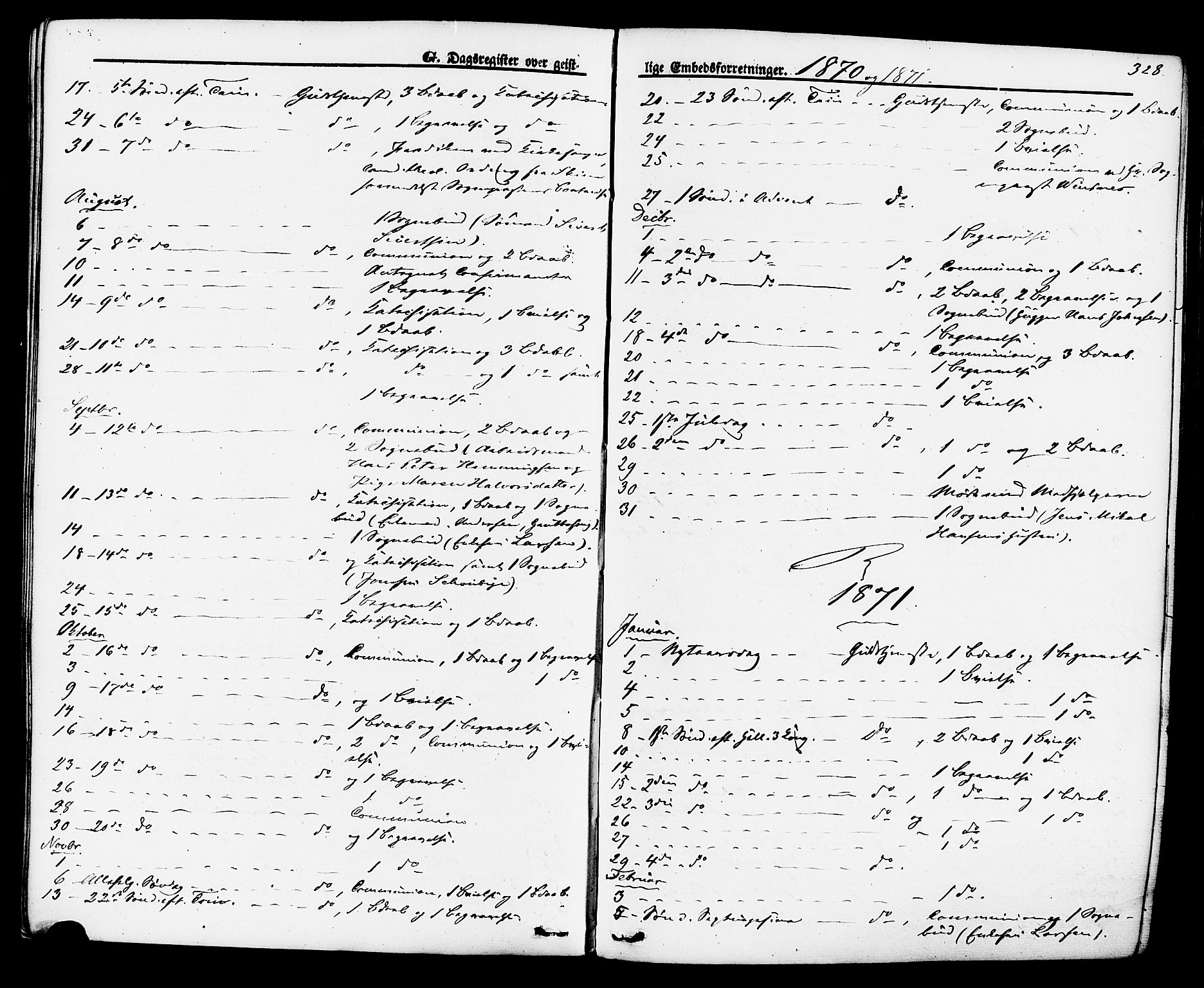 Brevik kirkebøker, SAKO/A-255/F/Fa/L0006: Parish register (official) no. 6, 1866-1881, p. 328