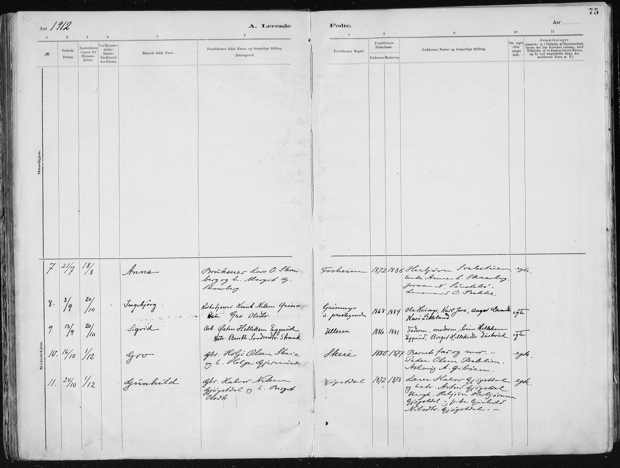 Tinn kirkebøker, SAKO/A-308/F/Fa/L0007: Parish register (official) no. I 7, 1878-1922, p. 75