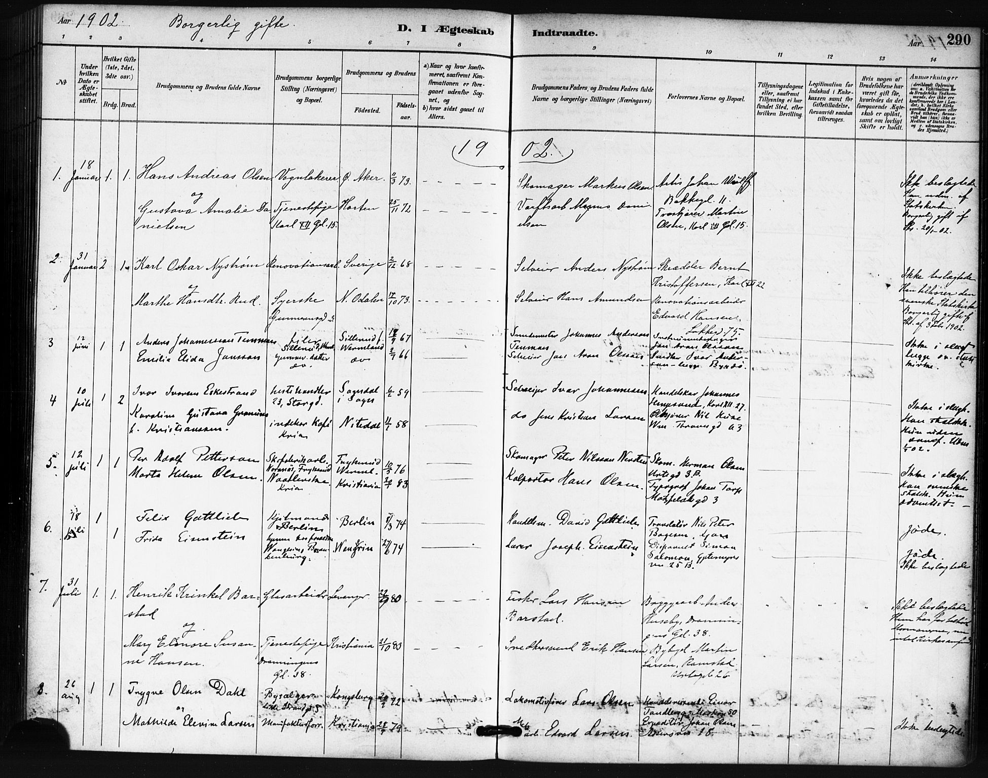 Oslo domkirke Kirkebøker, SAO/A-10752/F/Fa/L0032: Parish register (official) no. 32, 1885-1902, p. 290