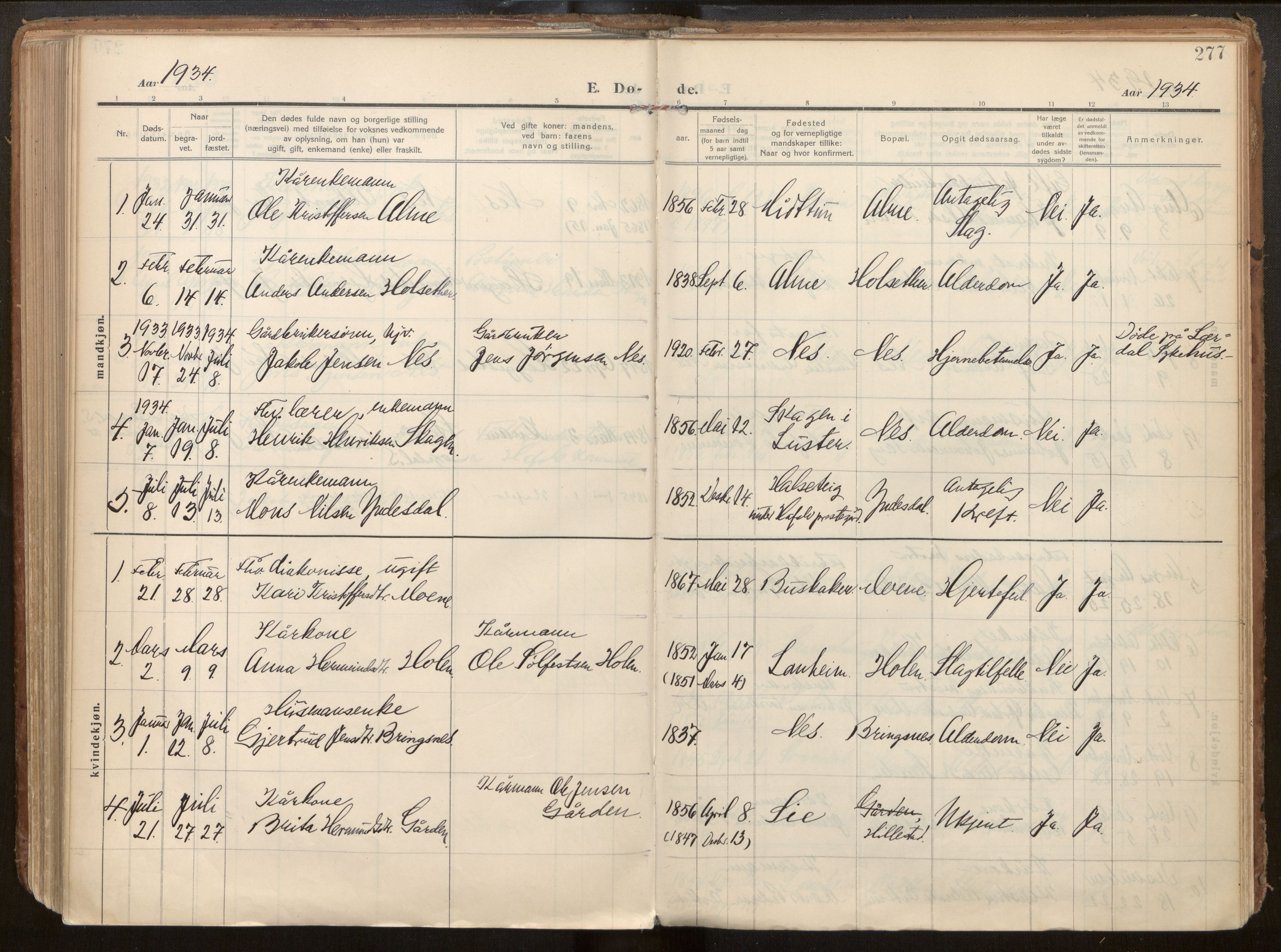 Hafslo sokneprestembete, SAB/A-80301/H/Haa/Haab/L0002: Parish register (official) no. B 2, 1914-1951, p. 277