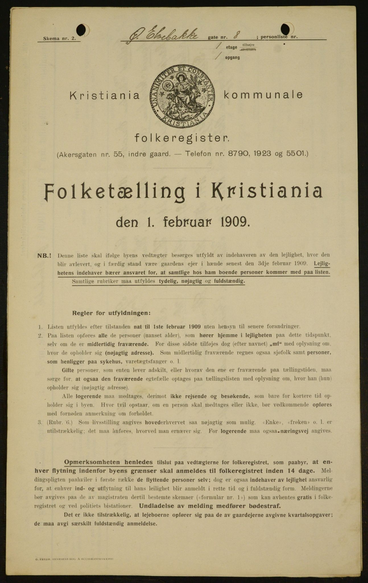 OBA, Municipal Census 1909 for Kristiania, 1909, p. 117490