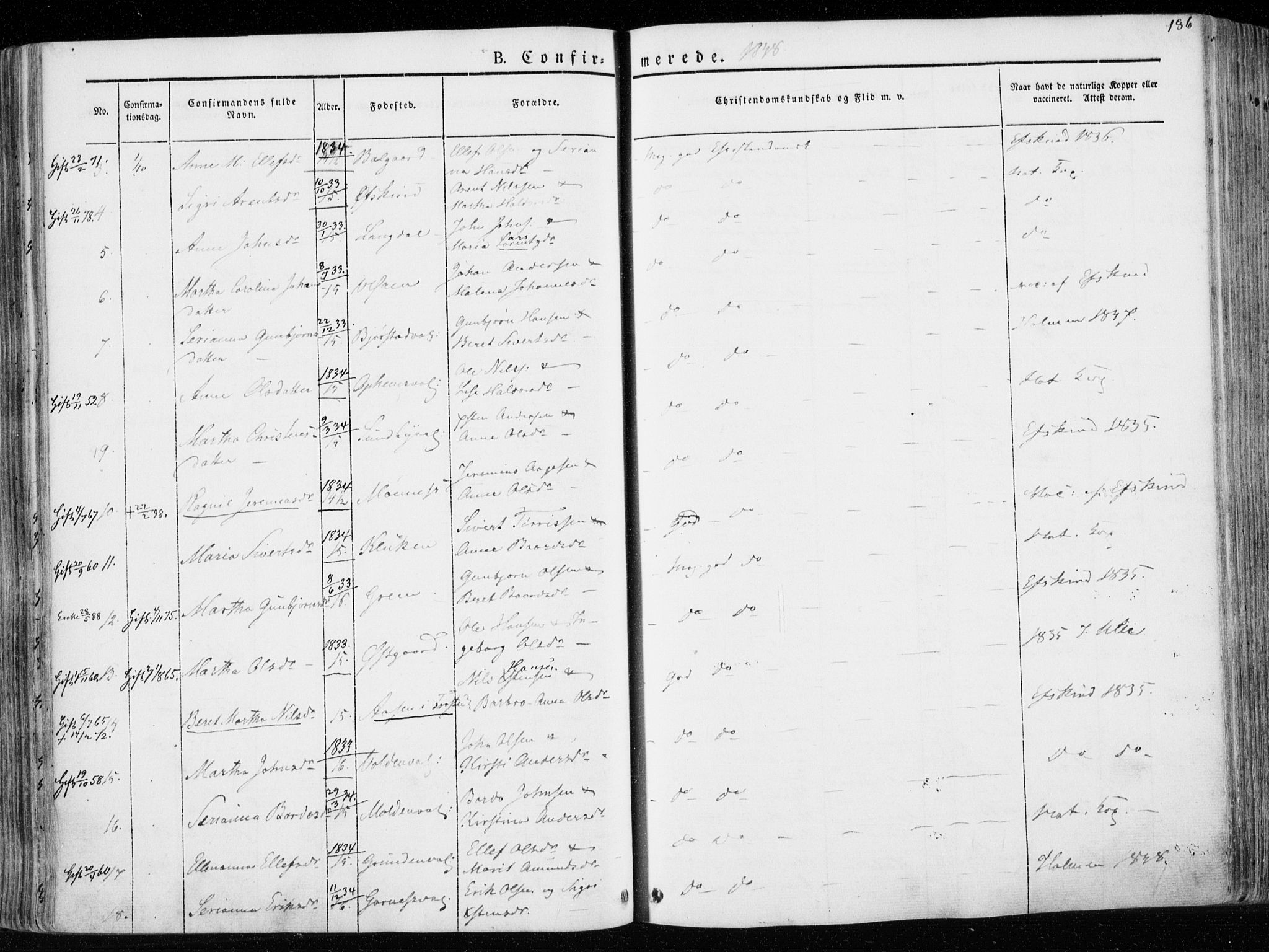 Ministerialprotokoller, klokkerbøker og fødselsregistre - Nord-Trøndelag, AV/SAT-A-1458/723/L0239: Parish register (official) no. 723A08, 1841-1851, p. 186