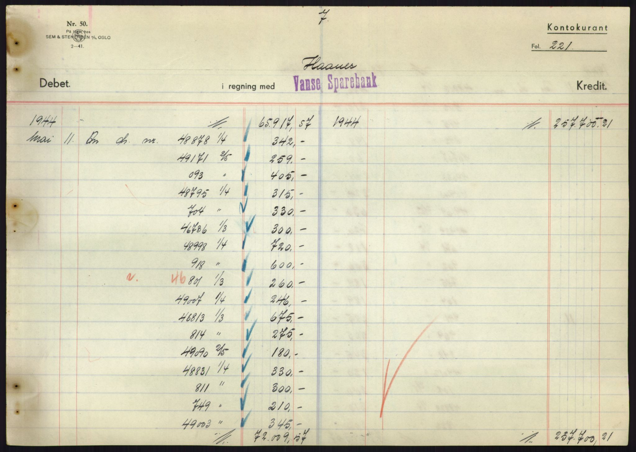 Forsvarsdepartementet, 10. kontor / Oppgjørskontoret, AV/RA-RAFA-1225/D/Db/L0180: Lista oppgjørskontor, 1942-1952, p. 2245