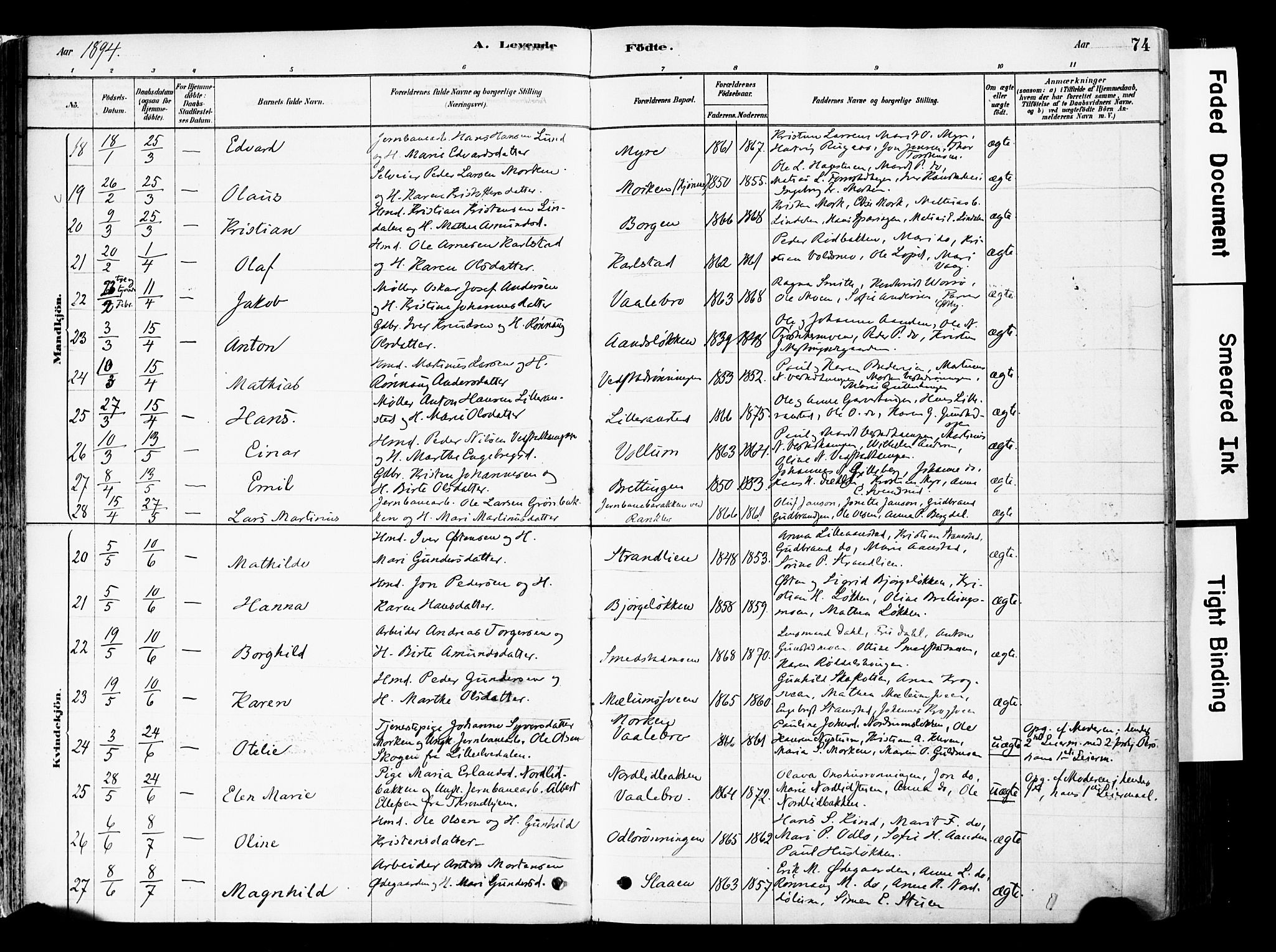 Ringebu prestekontor, AV/SAH-PREST-082/H/Ha/Haa/L0008: Parish register (official) no. 8, 1878-1898, p. 74