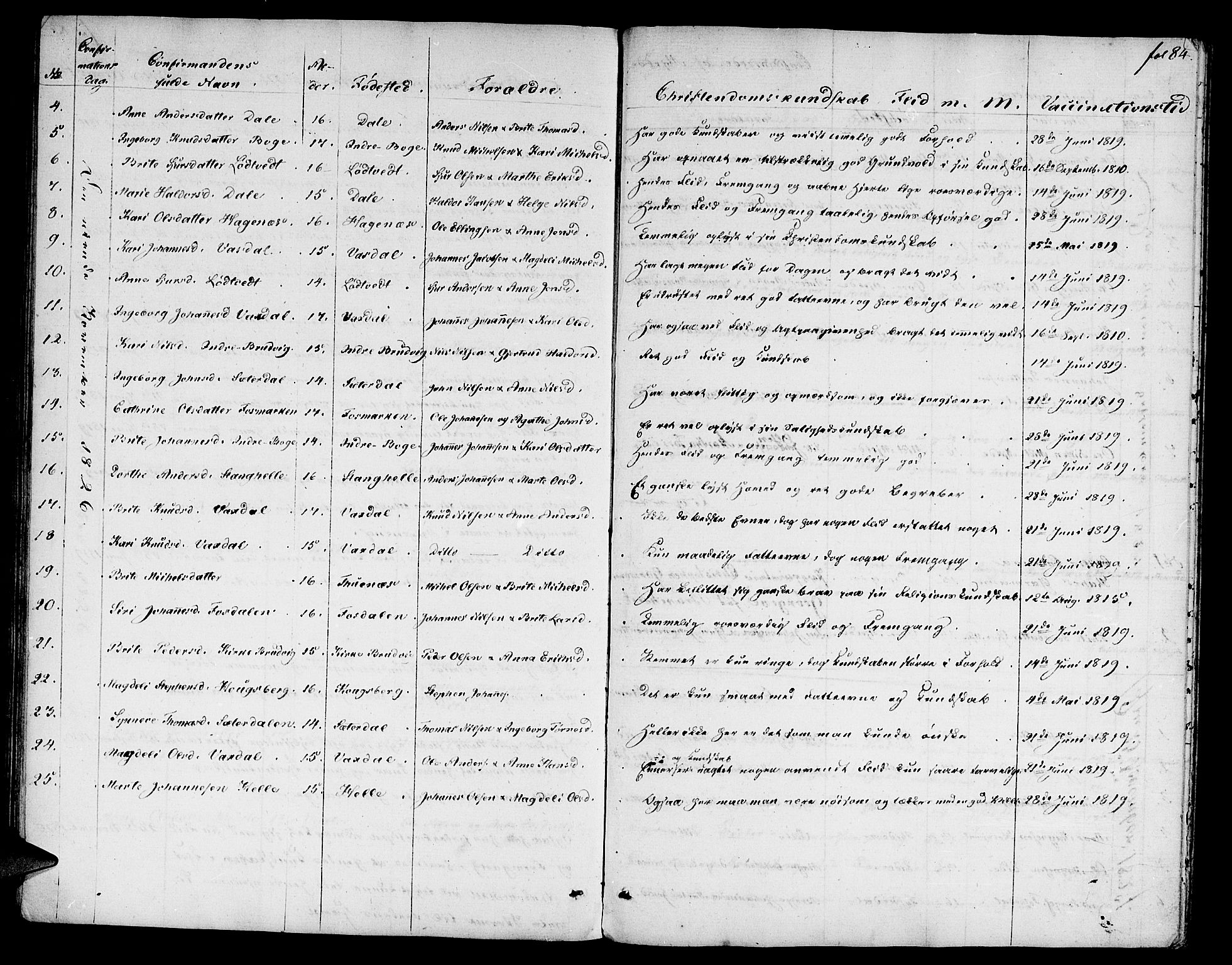 Haus sokneprestembete, AV/SAB-A-75601: Curate's parish register no. A 1, 1821-1841, p. 84