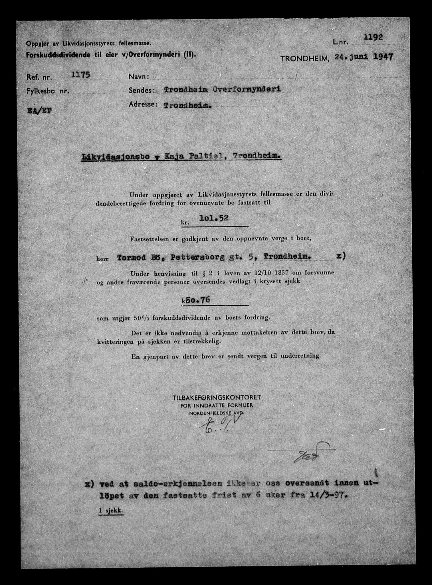 Justisdepartementet, Tilbakeføringskontoret for inndratte formuer, AV/RA-S-1564/H/Hc/Hca/L0906: --, 1945-1947, p. 340