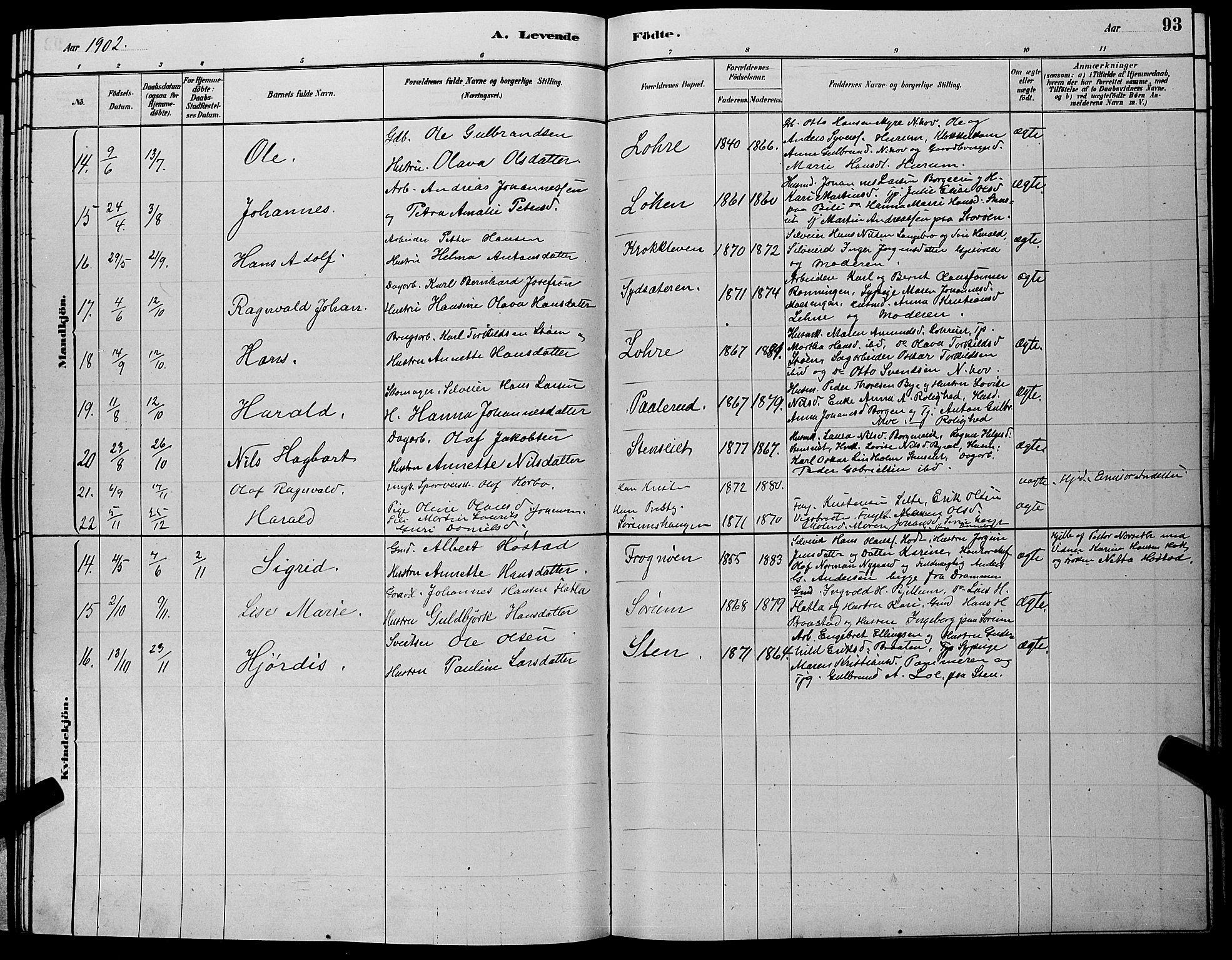 Hole kirkebøker, SAKO/A-228/G/Ga/L0003: Parish register (copy) no. I 3, 1879-1904, p. 93