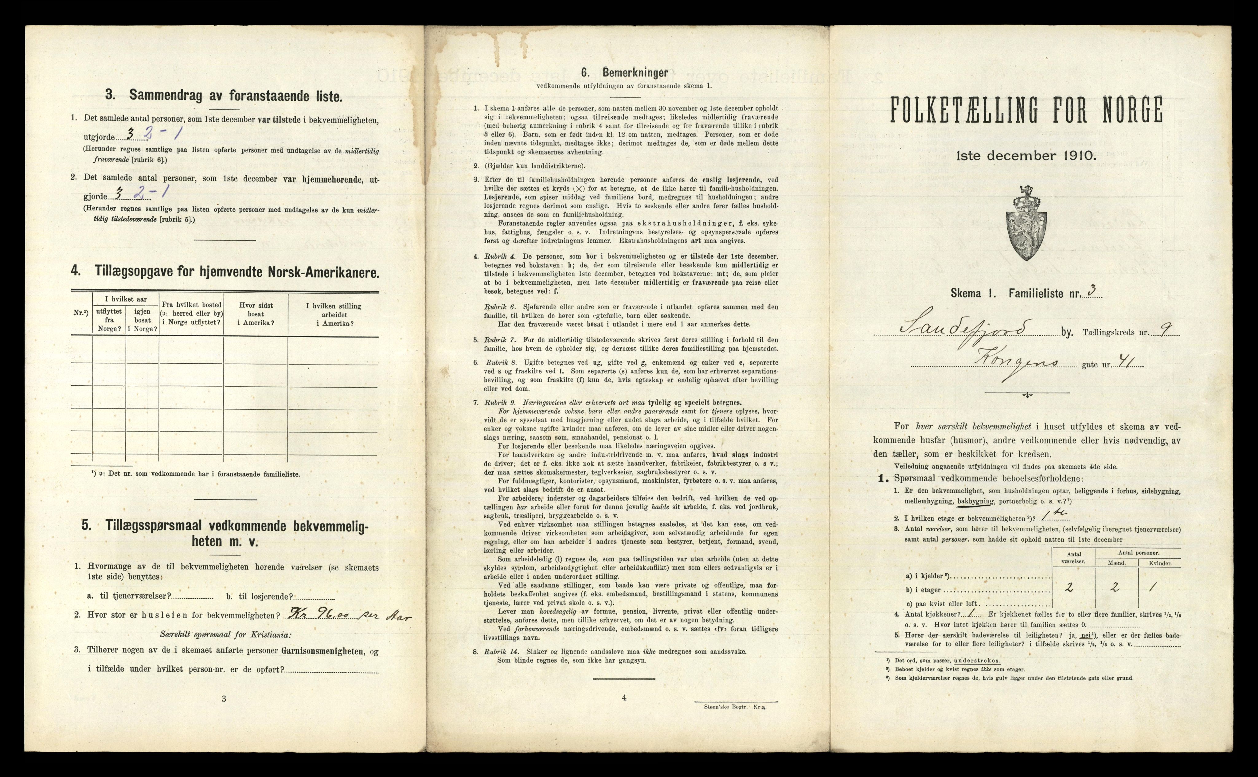 RA, 1910 census for Sandefjord, 1910, p. 2710