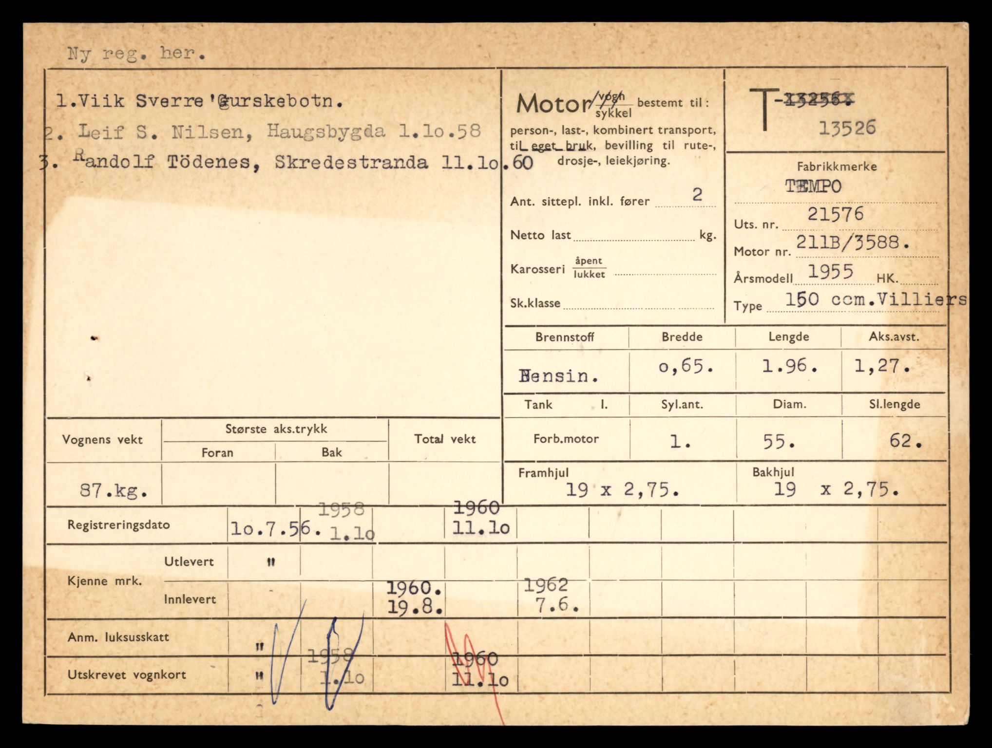 Møre og Romsdal vegkontor - Ålesund trafikkstasjon, AV/SAT-A-4099/F/Fe/L0039: Registreringskort for kjøretøy T 13361 - T 13530, 1927-1998, p. 2889
