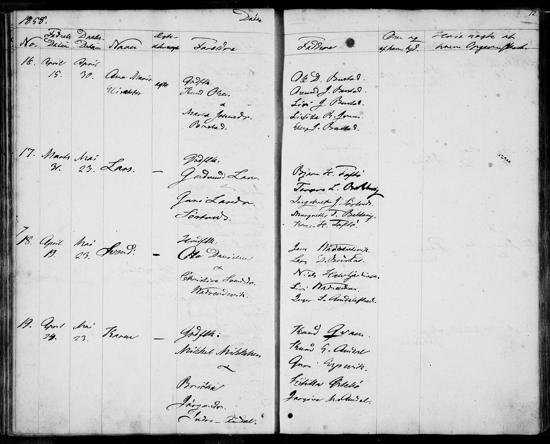 Nedstrand sokneprestkontor, AV/SAST-A-101841/01/IV: Parish register (official) no. A 8, 1839-1860, p. 72