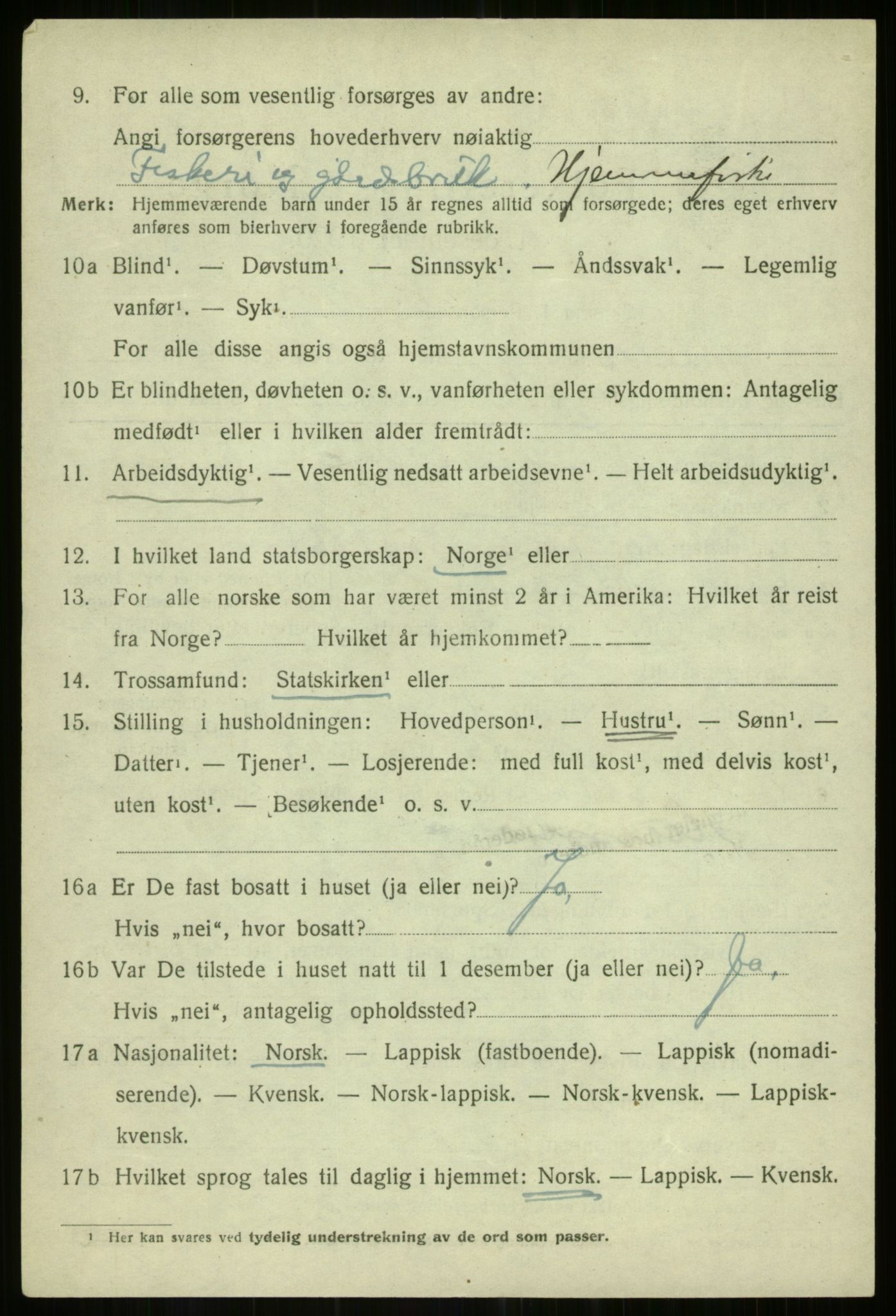 SATØ, 1920 census for Hillesøy, 1920, p. 2578