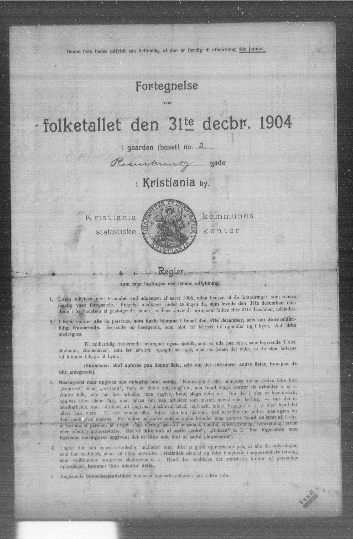 OBA, Municipal Census 1904 for Kristiania, 1904, p. 16172