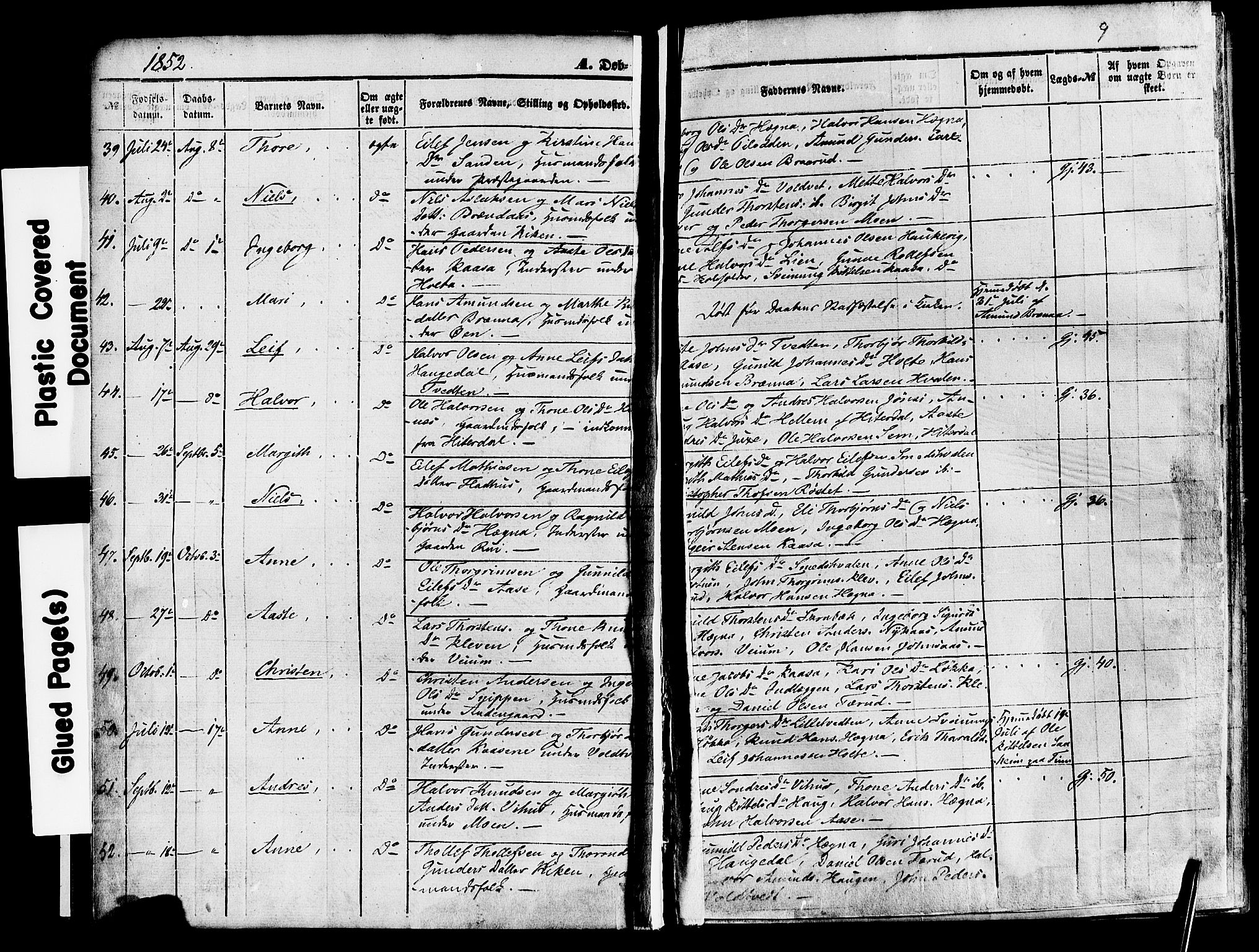 Sauherad kirkebøker, SAKO/A-298/F/Fa/L0007: Parish register (official) no. I 7, 1851-1873, p. 9