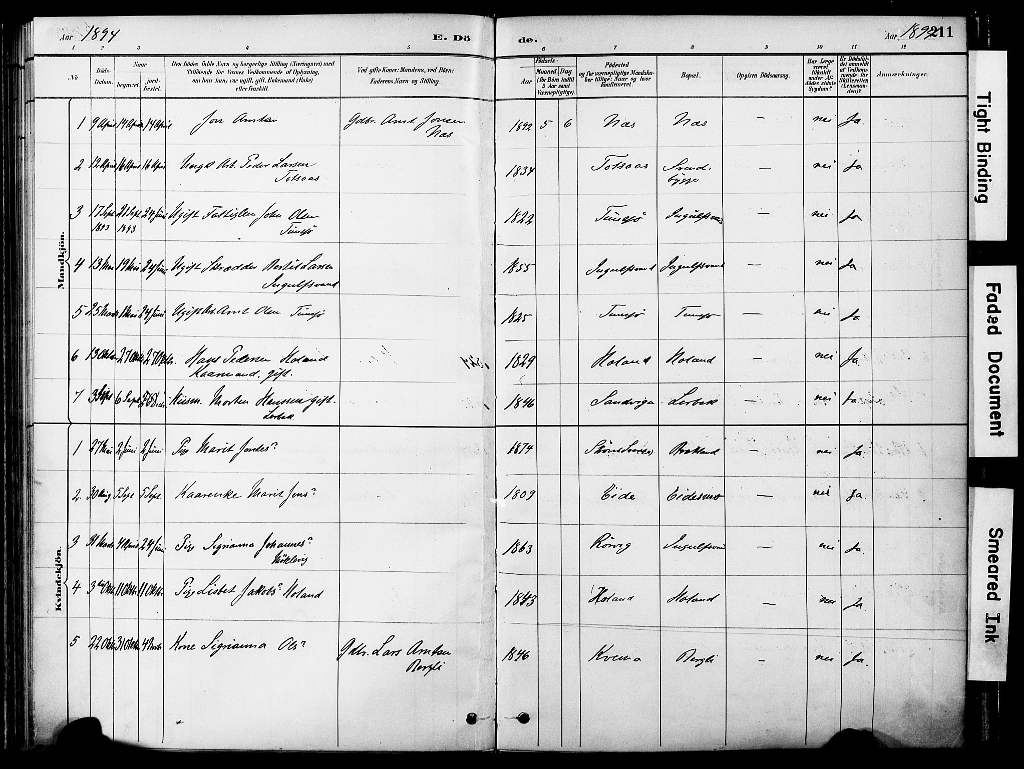 Ministerialprotokoller, klokkerbøker og fødselsregistre - Nord-Trøndelag, SAT/A-1458/755/L0494: Parish register (official) no. 755A03, 1882-1902, p. 211