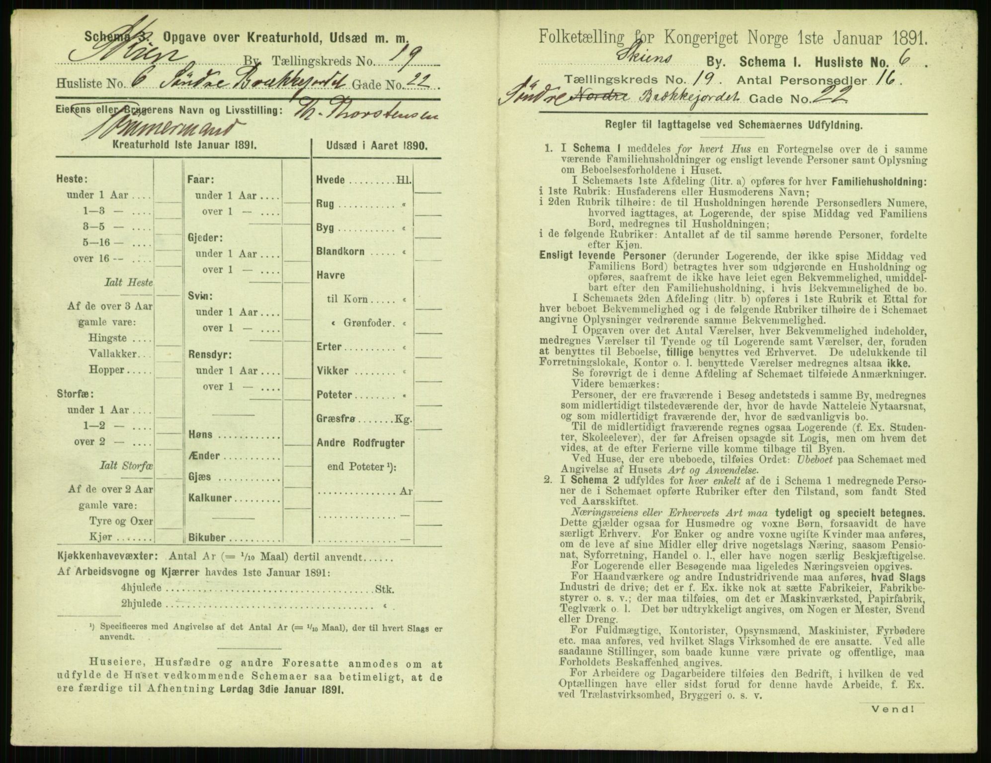 RA, 1891 census for 0806 Skien, 1891, p. 740