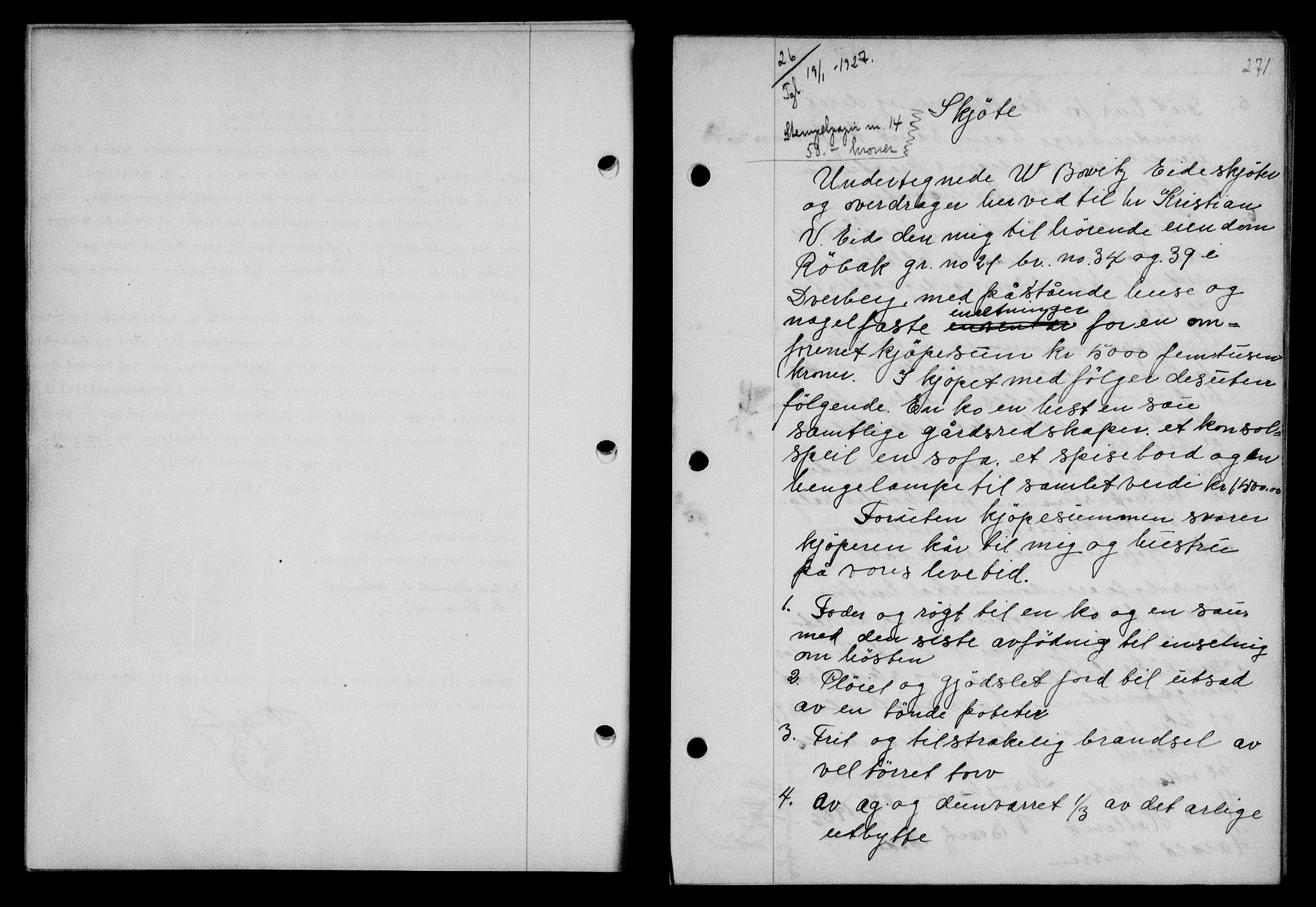Vesterålen sorenskriveri, SAT/A-4180/1/2/2Ca/L0043: Mortgage book no. 36, 1926-1927, Deed date: 19.01.1927