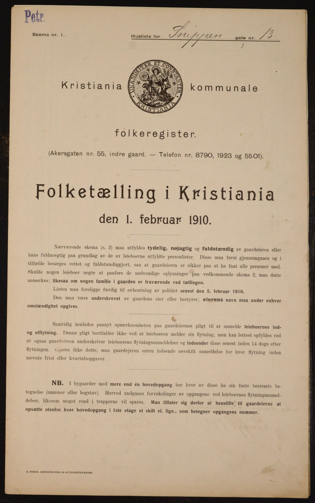 OBA, Municipal Census 1910 for Kristiania, 1910, p. 93489