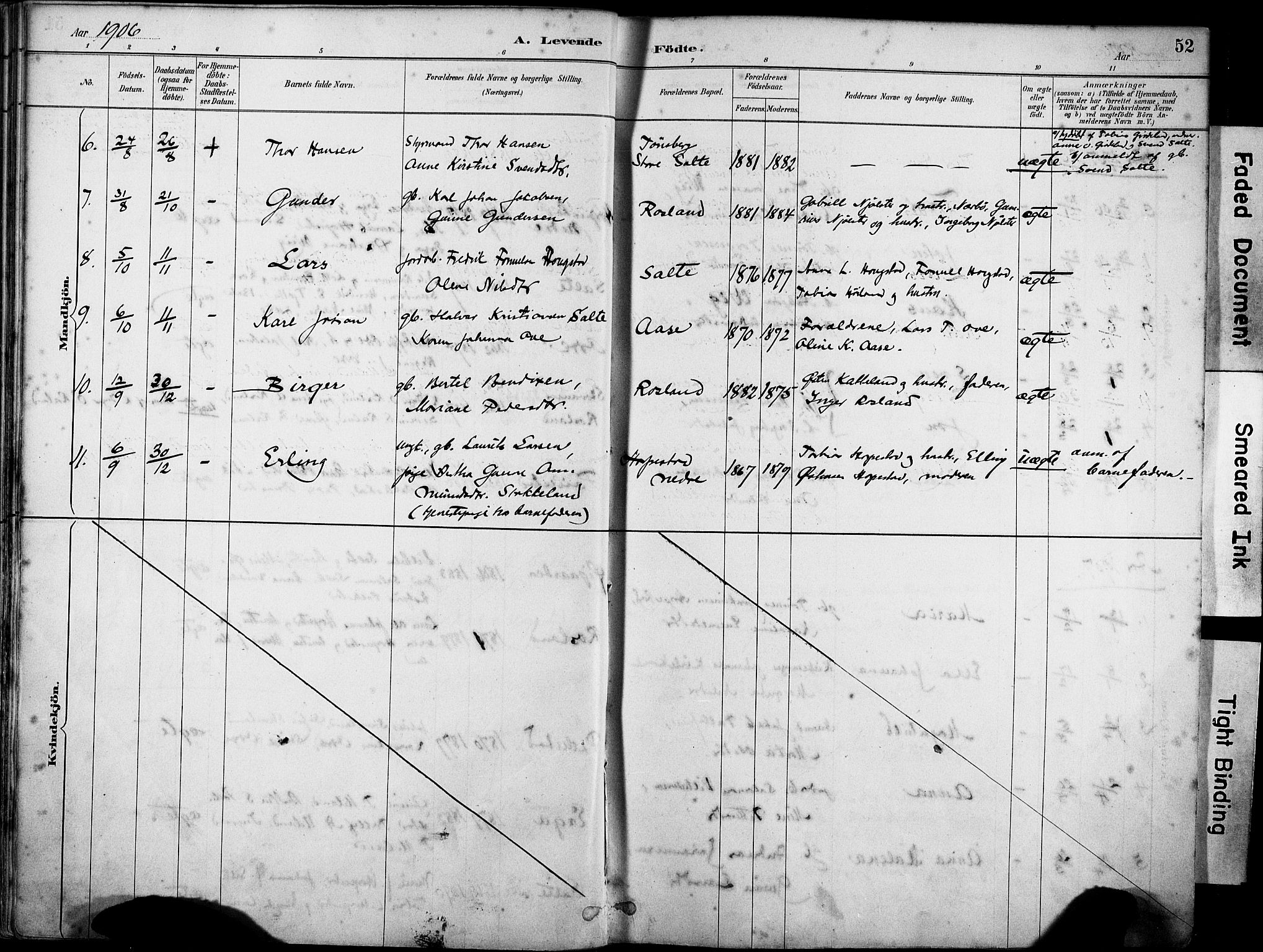 Klepp sokneprestkontor, AV/SAST-A-101803/001/3/30BA/L0007: Parish register (official) no. A 8, 1886-1912, p. 52