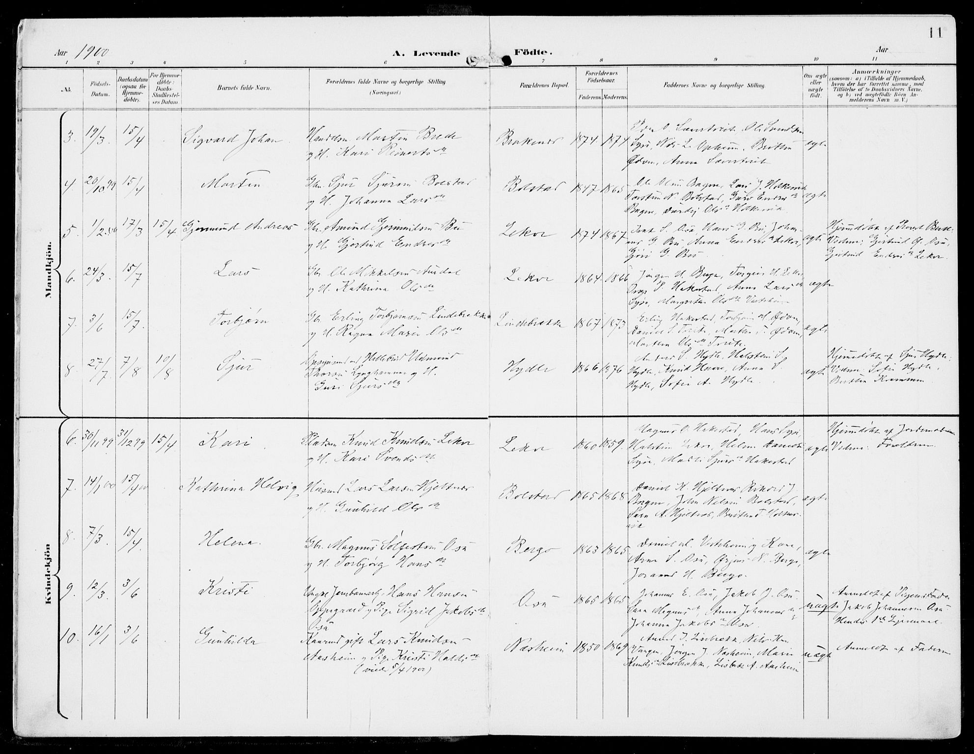 Ulvik sokneprestembete, AV/SAB-A-78801/H/Haa: Parish register (official) no. B  2, 1898-1924, p. 11