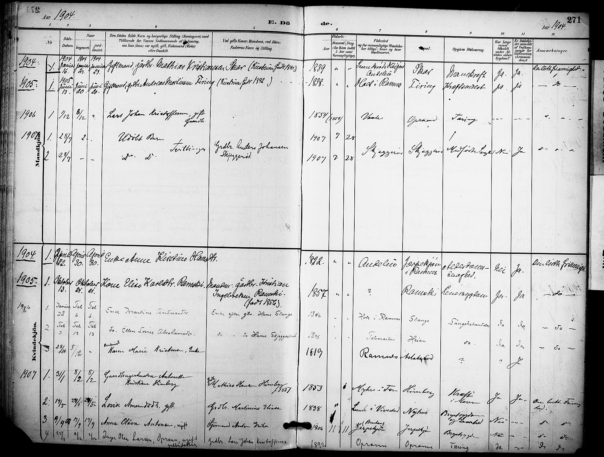 Ramnes kirkebøker, AV/SAKO-A-314/F/Fa/L0008: Parish register (official) no. I 8, 1896-1913, p. 271