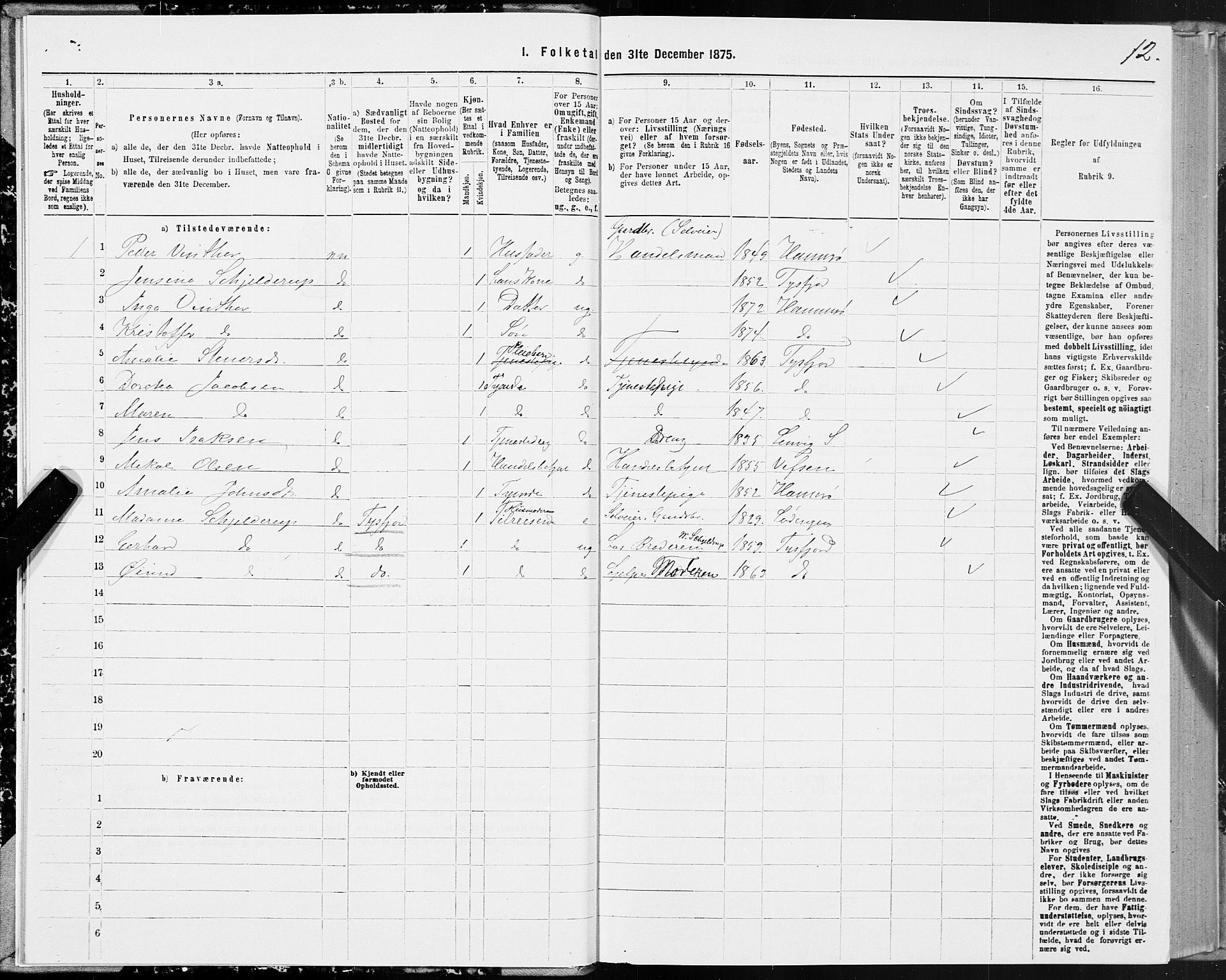 SAT, 1875 census for 1849P Hamarøy, 1875, p. 1012