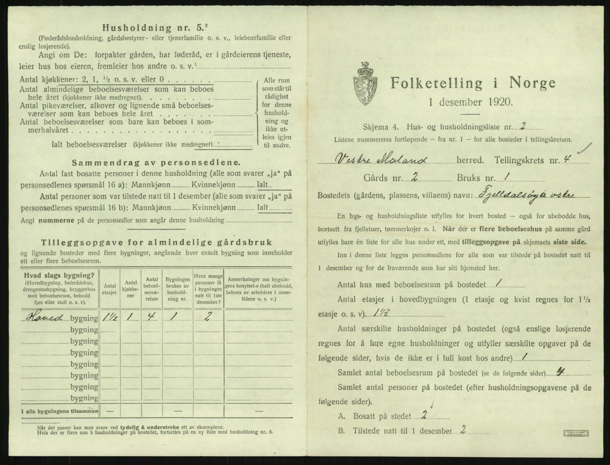 SAK, 1920 census for Vestre Moland, 1920, p. 579