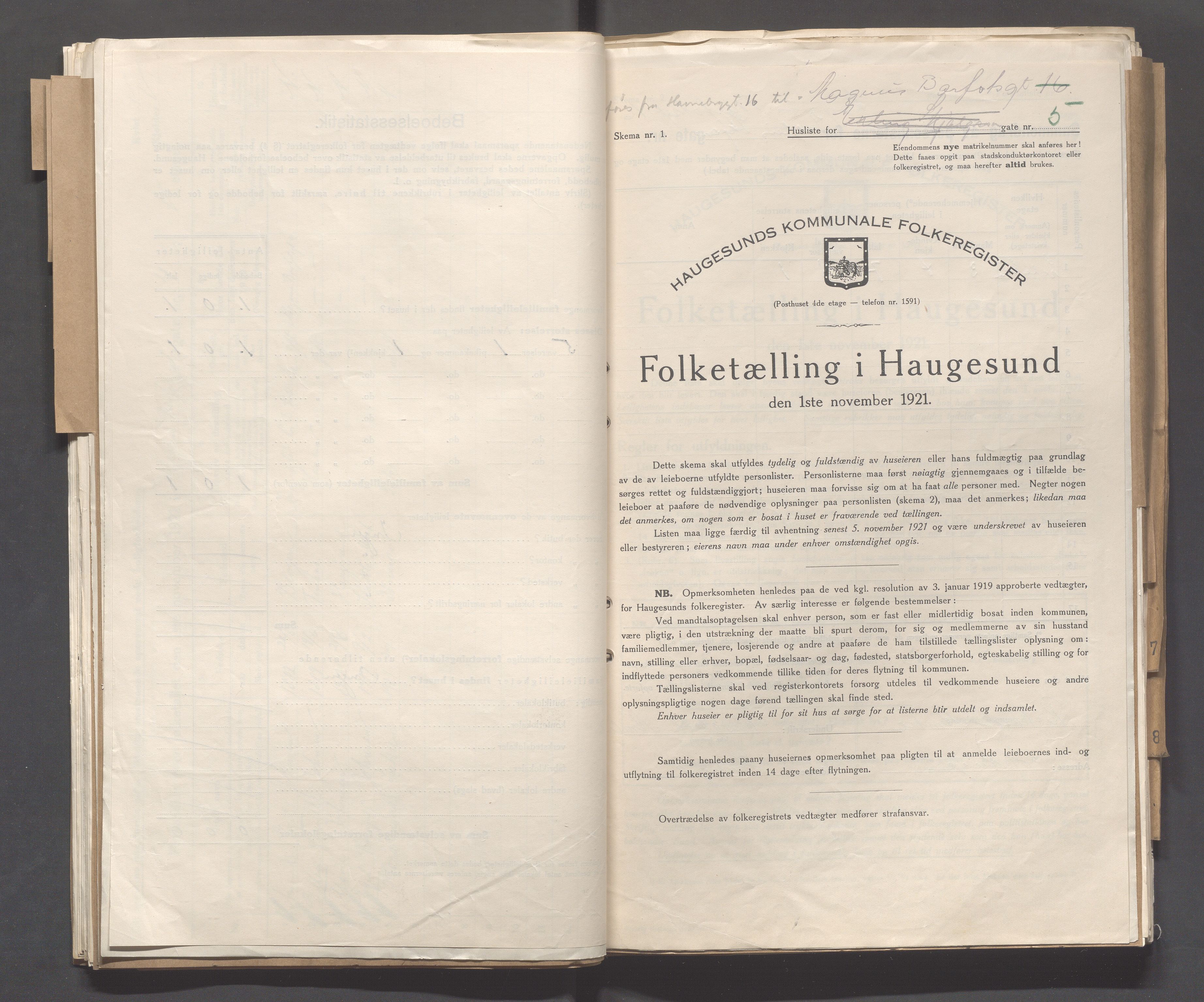 IKAR, Local census 1.11.1921 for Haugesund, 1921, p. 3055