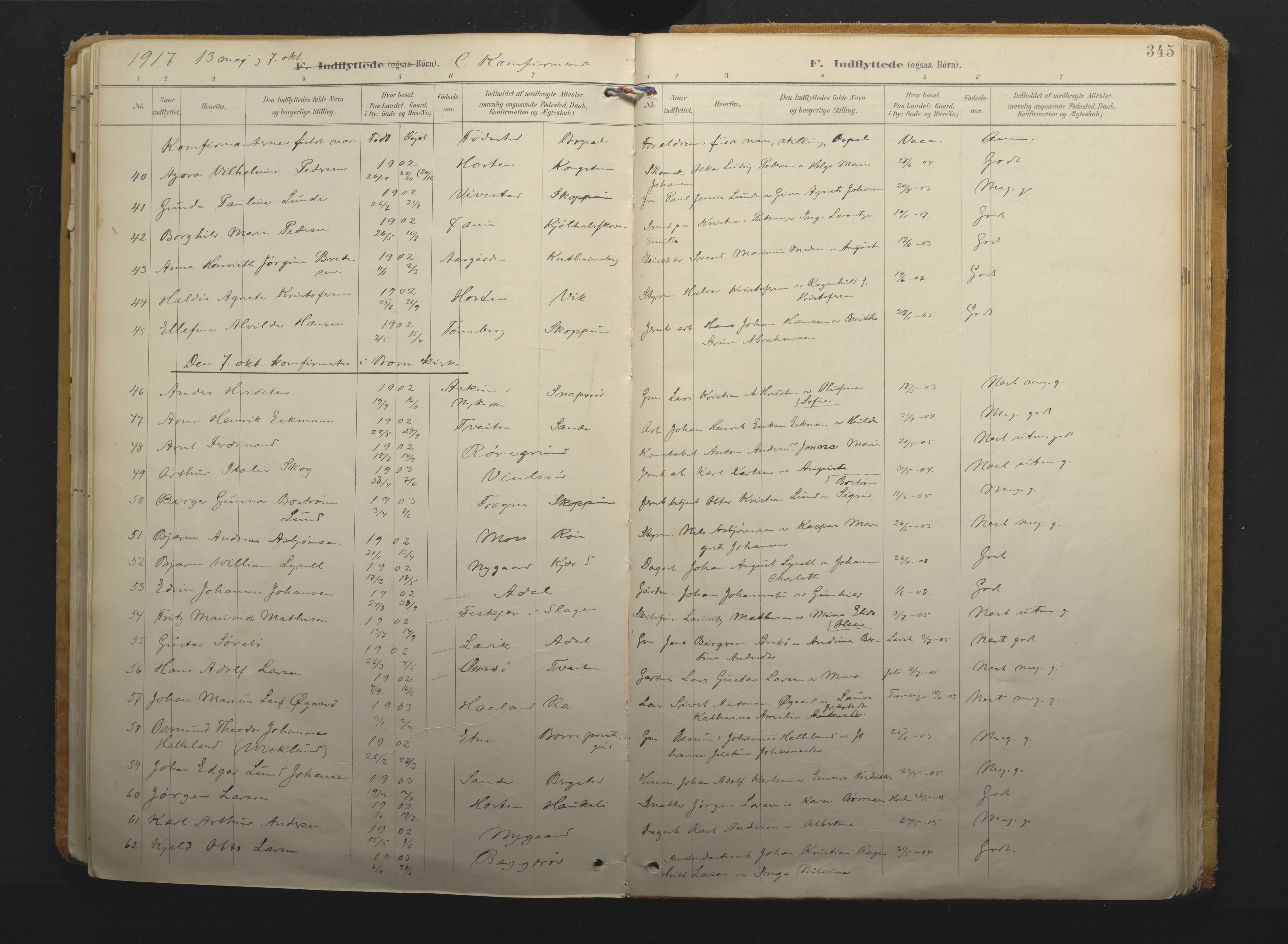 Borre kirkebøker, AV/SAKO-A-338/F/Fa/L0011: Parish register (official) no. I 11, 1897-1921, p. 345